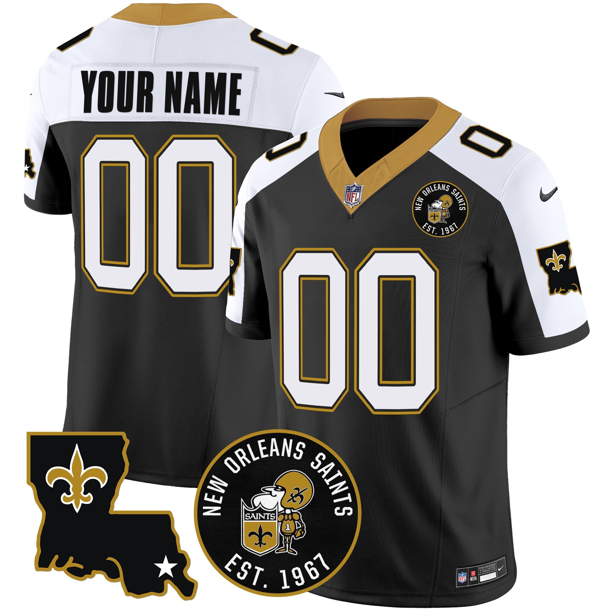 Hunk Wear - Saints EST. 1967 Patch Vapor Custom Jersey – All Stitched – Alternate Jersey
