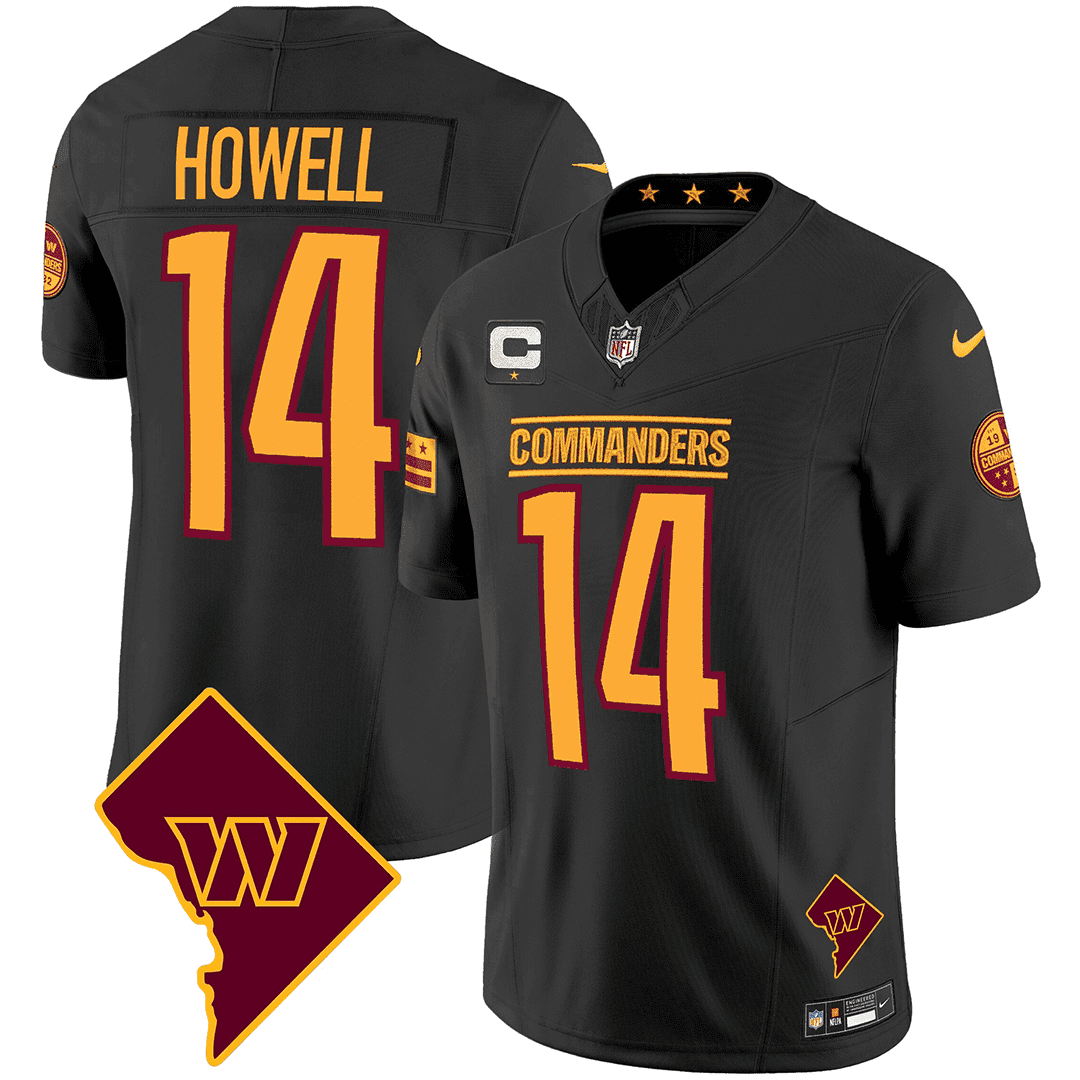 Hunk Wear - Sam Howell Men's Washington Commanders Washington DC Map Patch Black Jersey