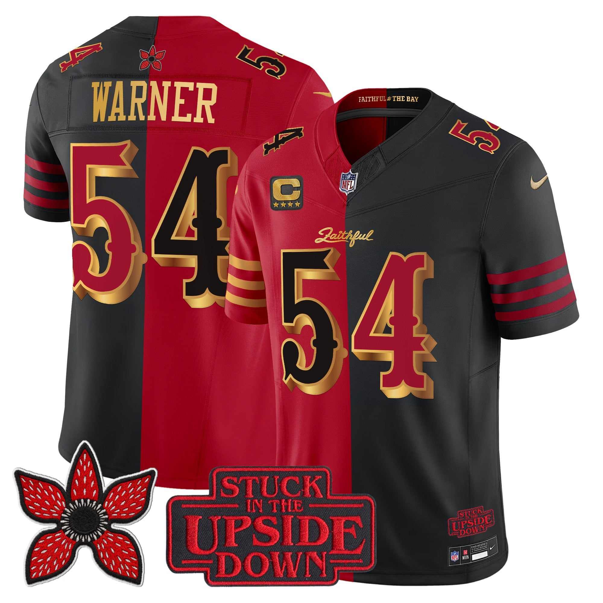 Hunk Wear - San Francisco 49ers Fred Warner ‘Stranger Things Edition’ Vapor Limited Jersey – All Stitched – Split