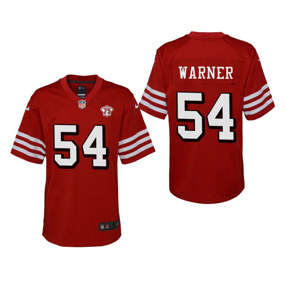 Hunk Wear - San Francisco 49ers Fred Warner Scarlet Jersey 75th Anniversary - Youth
