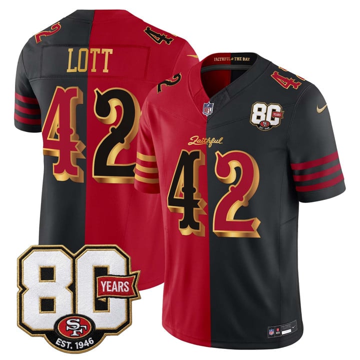 Hunk Wear - San Francisco 49ers Ronnie Lott 80th Anniversary Patch Rivalries Edition Vapor Limited Jersey – All Stitched – Split