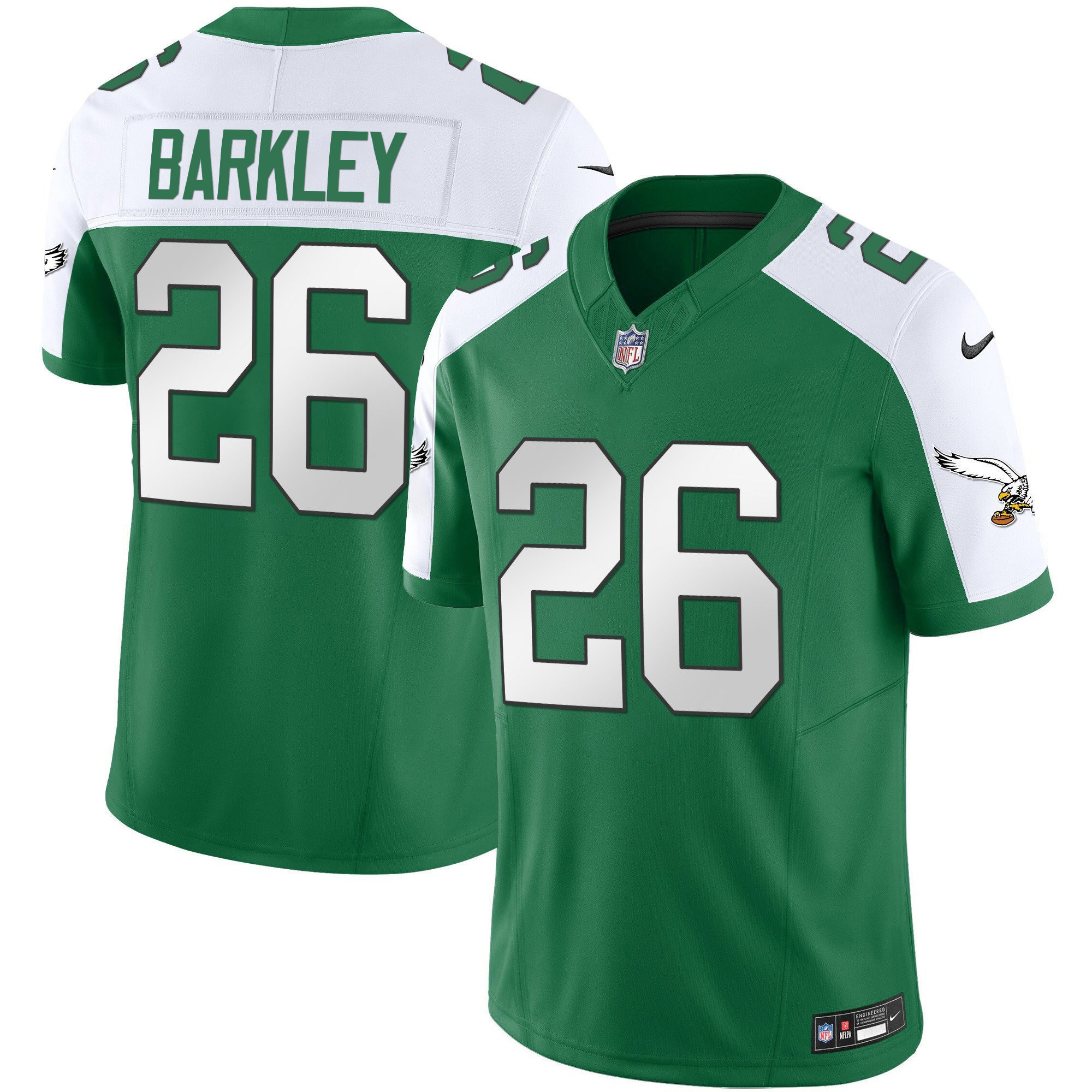 Hunk Wear - Saquon Barkley Men's Philadelphia Eagles Throwback Kelly Vapor Limited Alternate Jersey