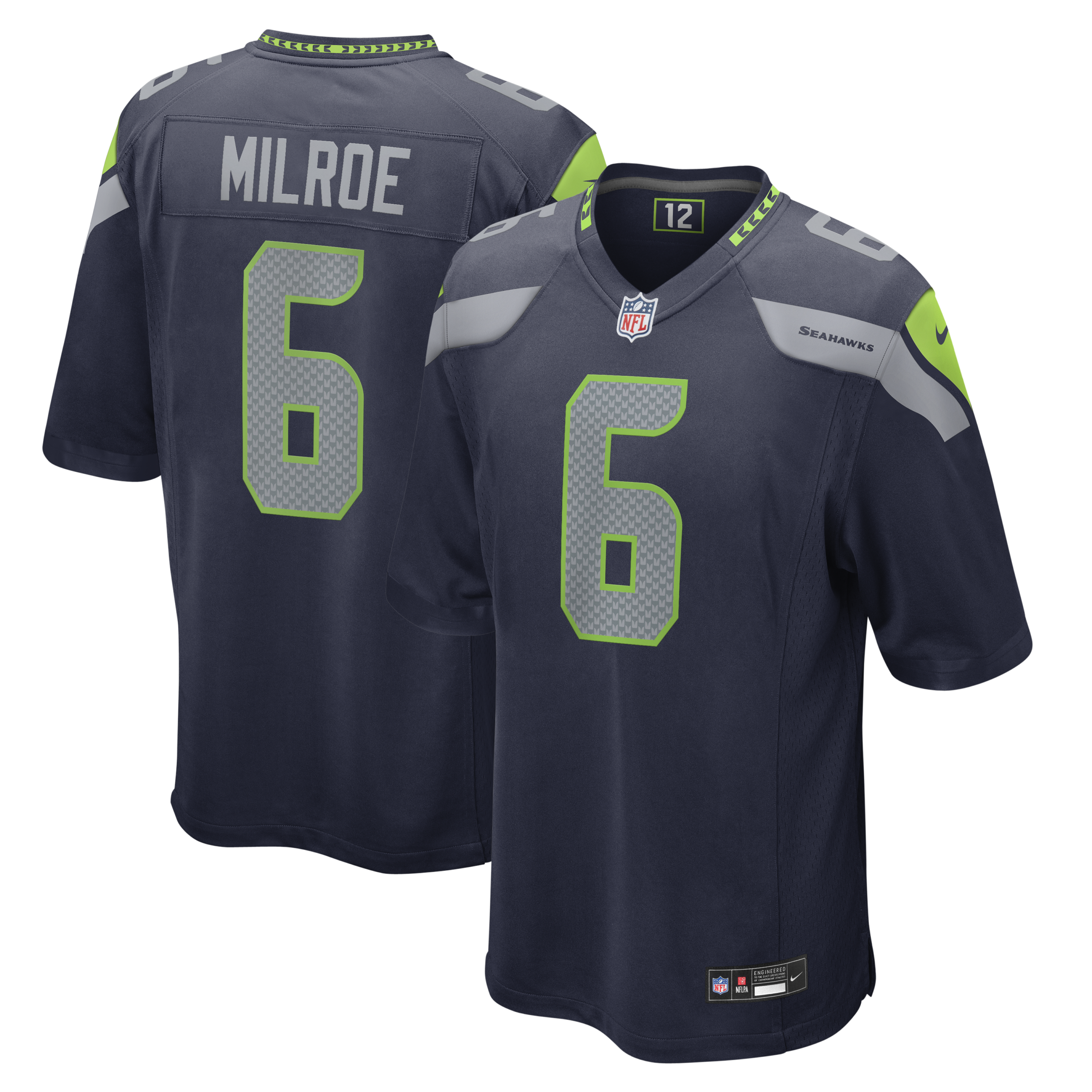Hunk Wear - Seattle Seahawks Jalen Milroe Vapor Limited Jersey ' All Stitched ' Navy