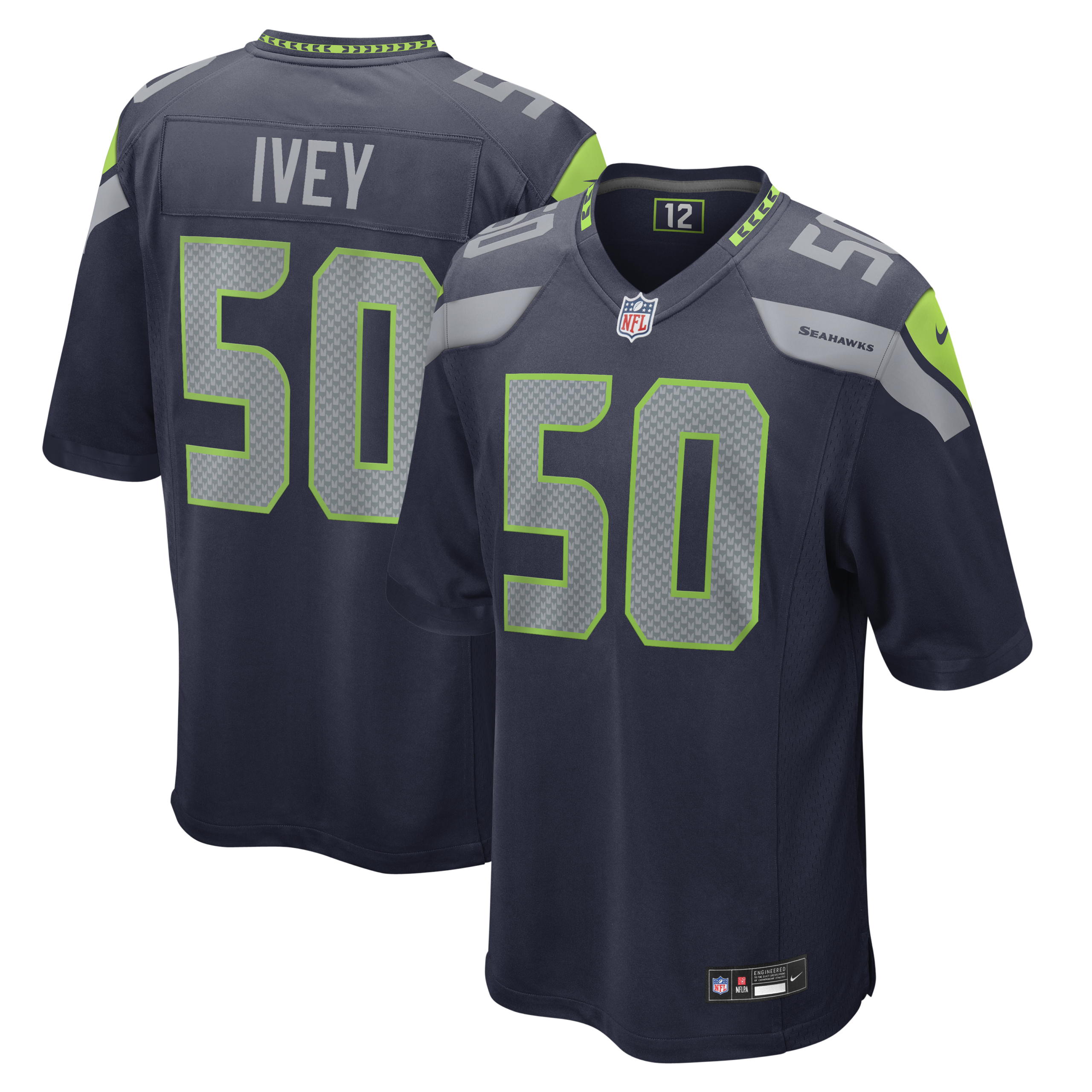 Hunk Wear - Seattle Seahawks Jared Ivey Vapor Limited Jersey ' All Stitched ' Navy