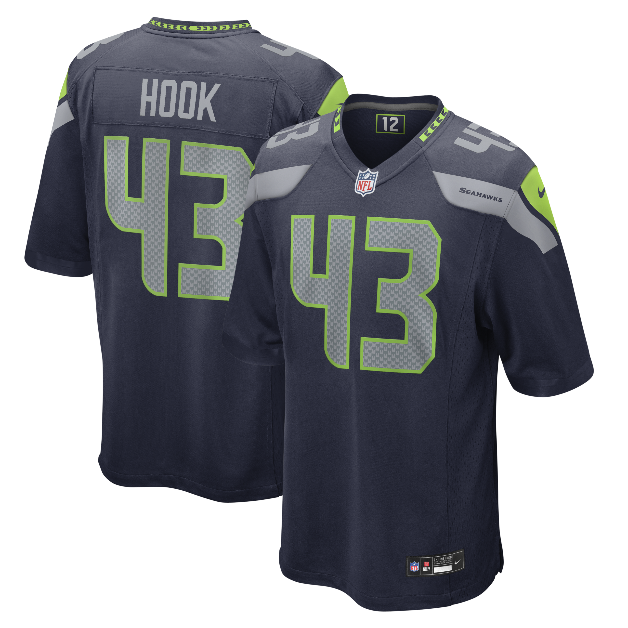 Hunk Wear - Seattle Seahawks Maxen Hook Vapor Limited Jersey ' All Stitched ' Navy