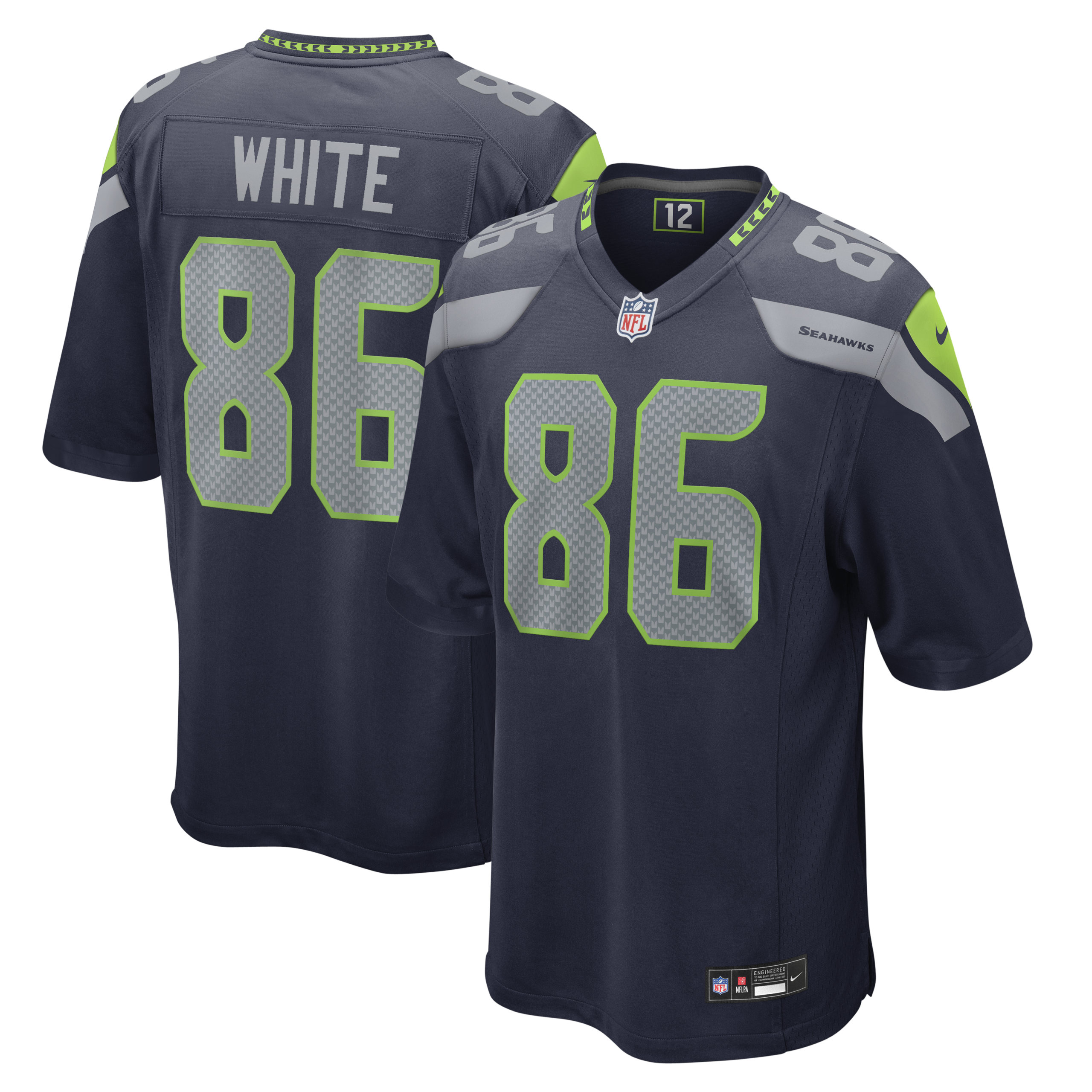 Hunk Wear - Seattle Seahawks Ricky White Vapor Limited Jersey ' All Stitched ' Navy