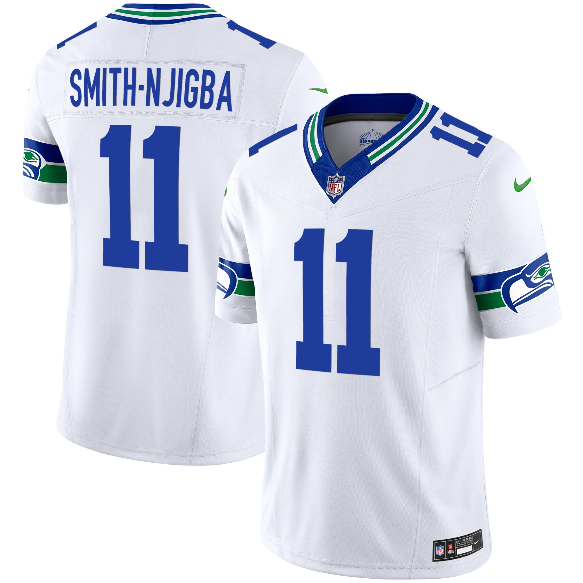 Hunk Wear - Seattle Seahawks Smith-Njigba Throwback Vapor Limited Jersey – All Stitched – White