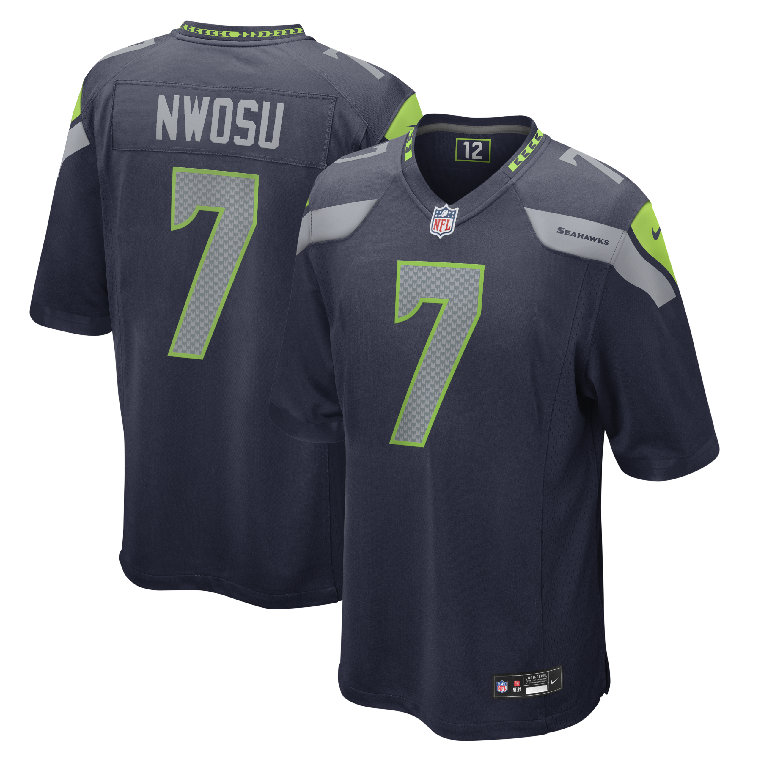Hunk Wear - Seattle Seahawks Uchenna Nwosu Vapor Limited Jersey ' All Stitched ' Navy