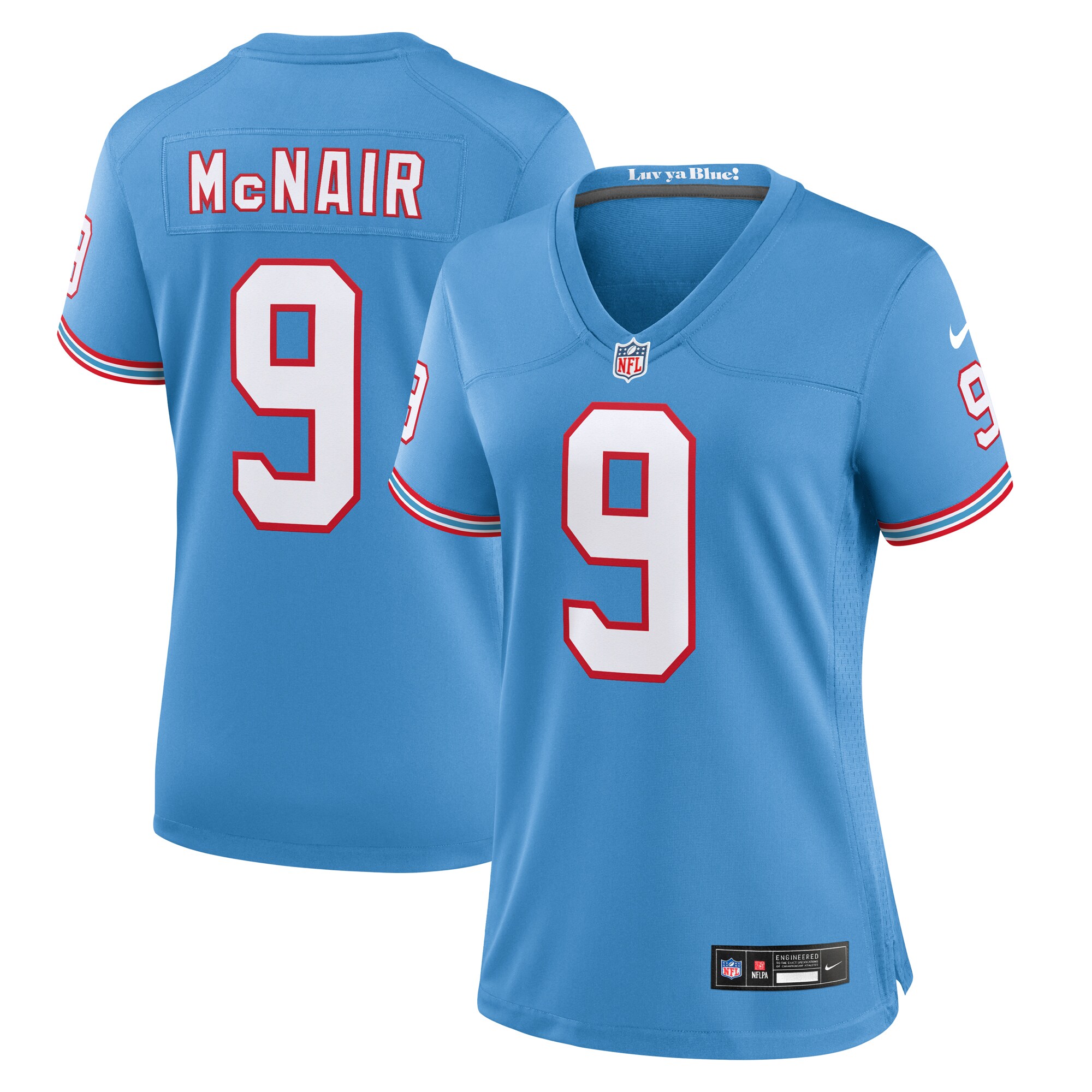 Hunk Wear - Steve McNair Tennessee Titans Nike Womenâ€™s Oilers Throwback Retired Player Game Jersey ' Light Blue