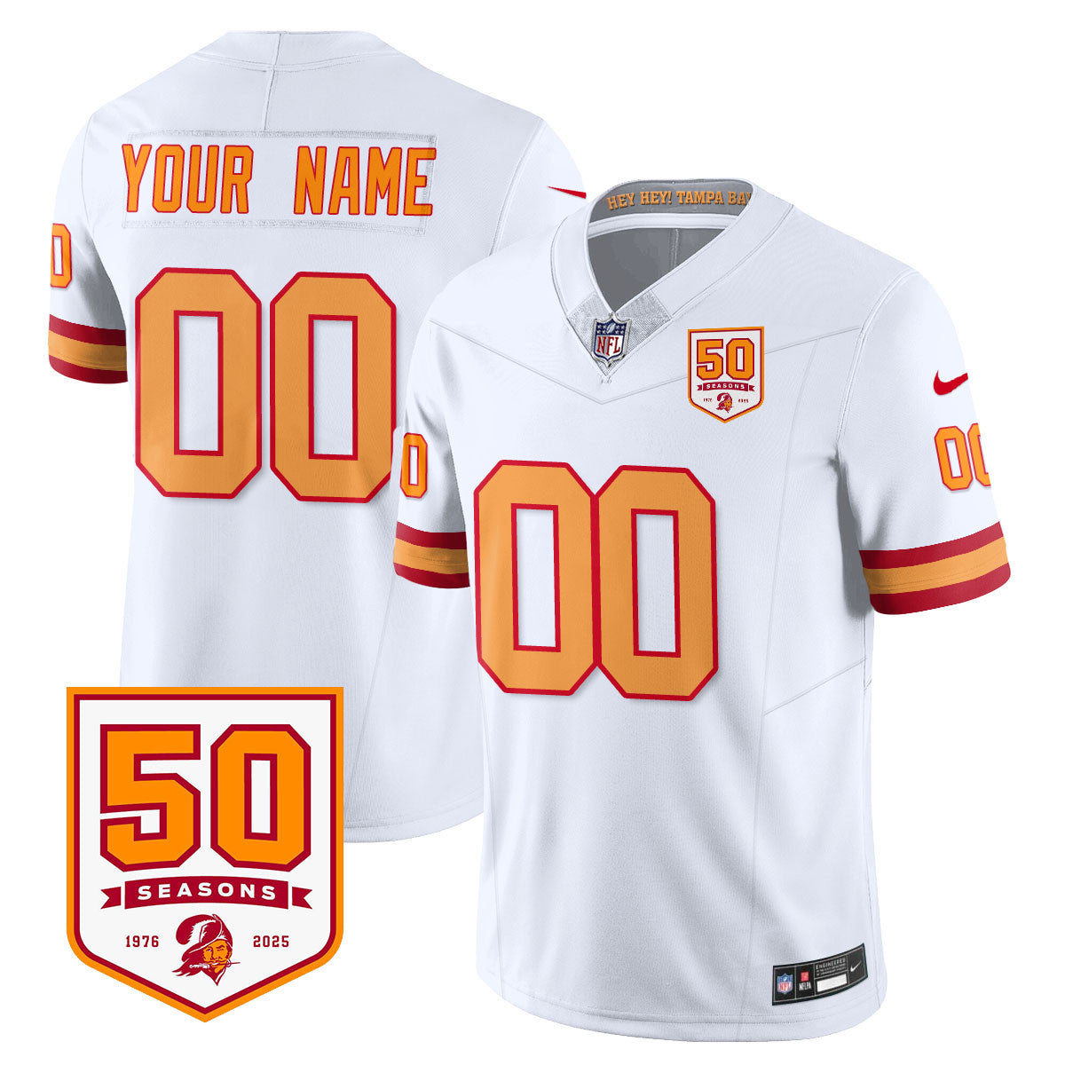 Hunk Wear - Tampa Bay Buccaneers '76 Vapor Limited Custom Jersey ' All Stitched ' White Jersey