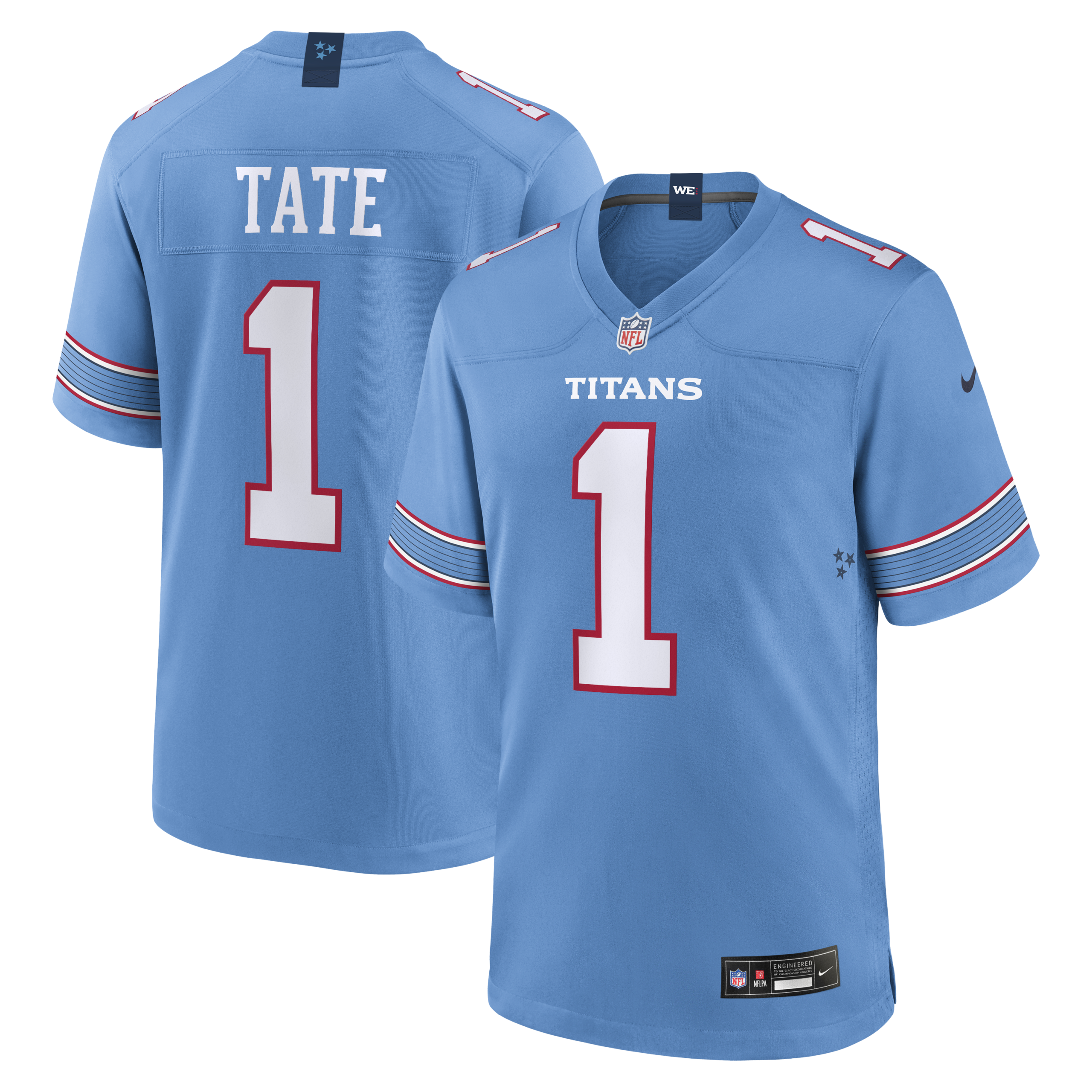 Hunk Wear - Tennessee Titans Carnell Tate 2026 NFL Draft First Round Pick No. 4 Team Game Jersey ' Light Blue
