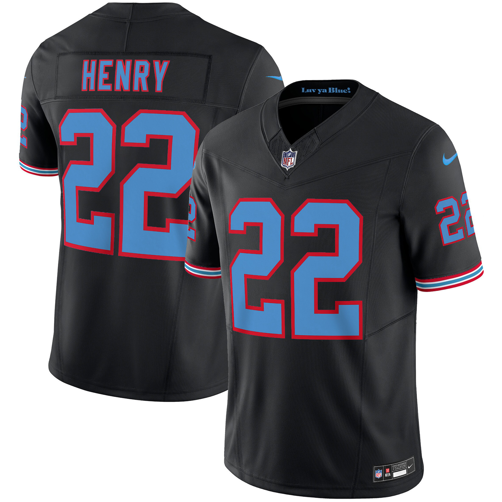 Hunk Wear - Tennessee Titans Derrick Henry Throwback Limited Vapor Jersey â€“ All Stitched â€“ Black
