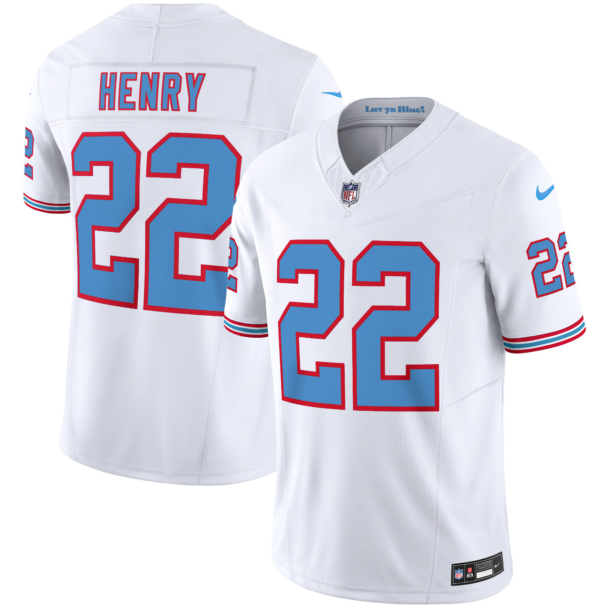 Hunk Wear - Tennessee Titans Derrick Henry Throwback Limited Vapor Jersey – All Stitched – White
