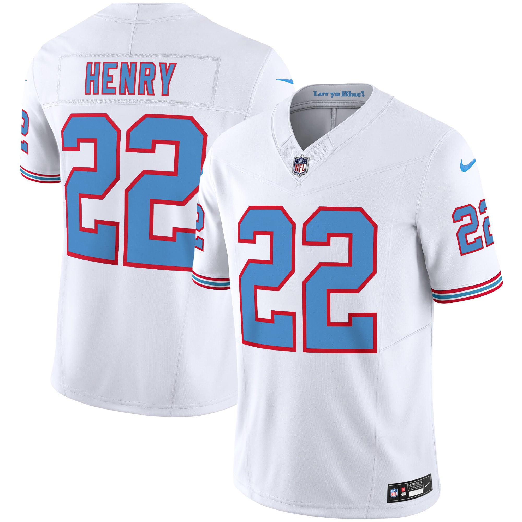 Hunk Wear - Tennessee Titans Derrick Henry Throwback Limited Vapor Jersey – All Stitched – White