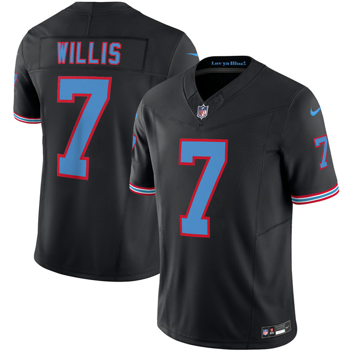 Hunk Wear - Tennessee Titans Malik Willis Throwback Limited Vapor Jersey – All Stitched – Black