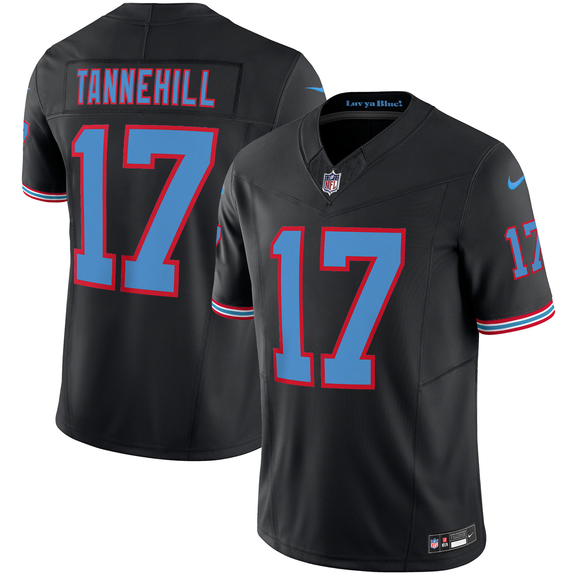 Hunk Wear - Tennessee Titans Ryan Tannehill Throwback Limited Vapor Jersey â€“ All Stitched â€“ Black