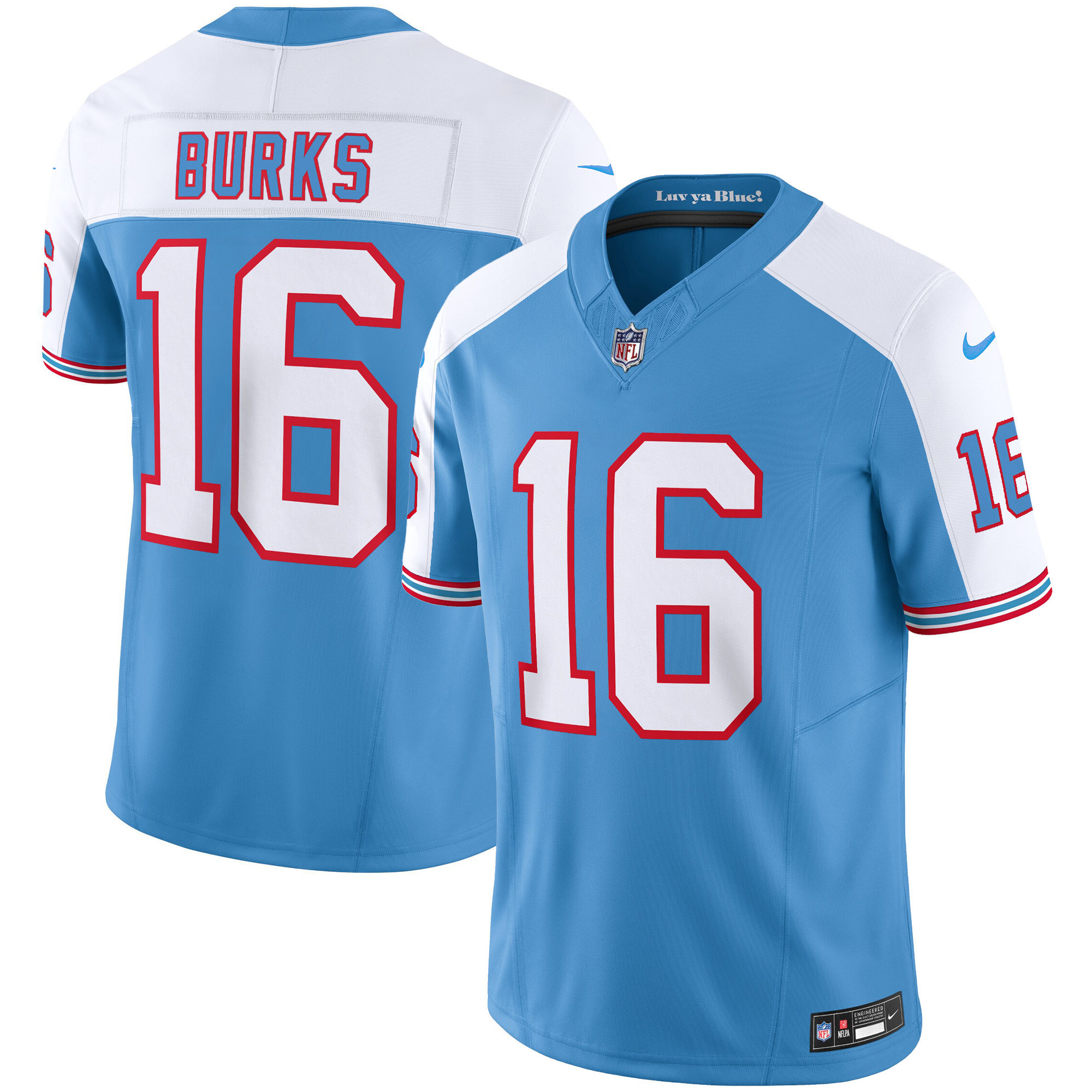 Hunk Wear - Tennessee Titans Treylon Burks Throwback Limited Vapor Jersey – All Stitched – Alternate