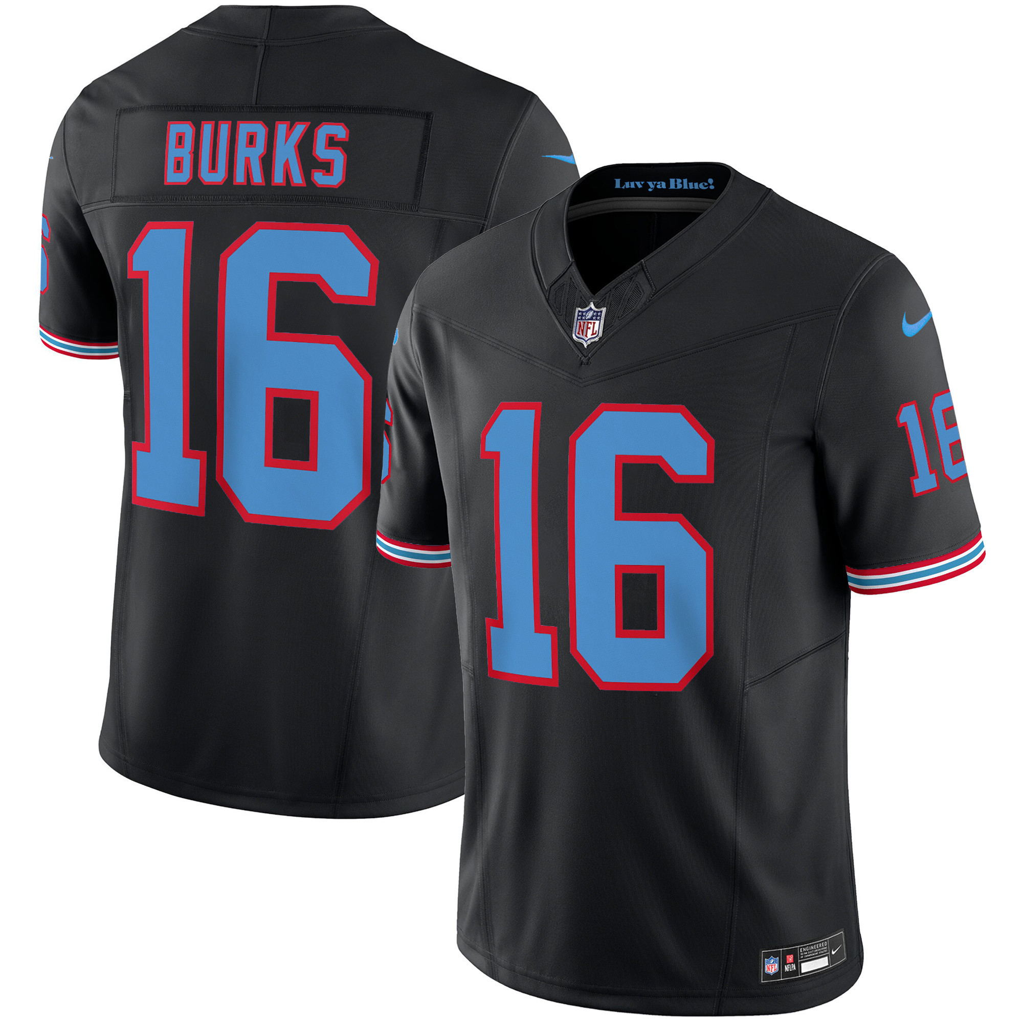 Hunk Wear - Tennessee Titans Treylon Burks Throwback Limited Vapor Jersey â€“ All Stitched â€“ Black