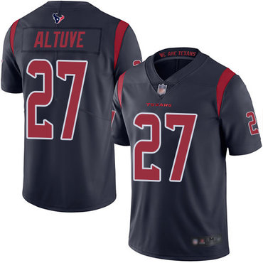 Hunk Wear - Texans #27 Jose Altuve Navy Blue Men's Stitched Football Limited Rush Jersey