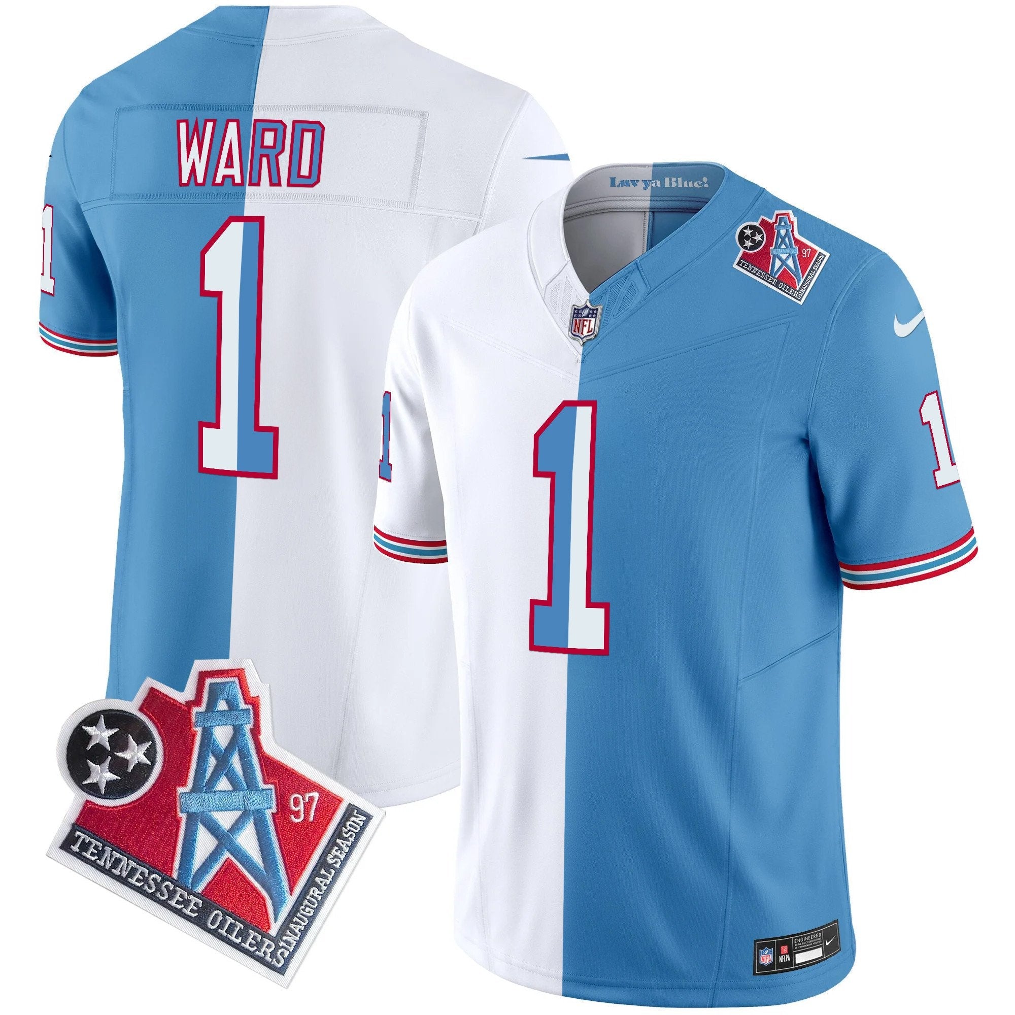 Hunk Wear - Titans 1997 Throwback Vapor Limited Jersey – All Stitched – Split – Cam Ward Jersey