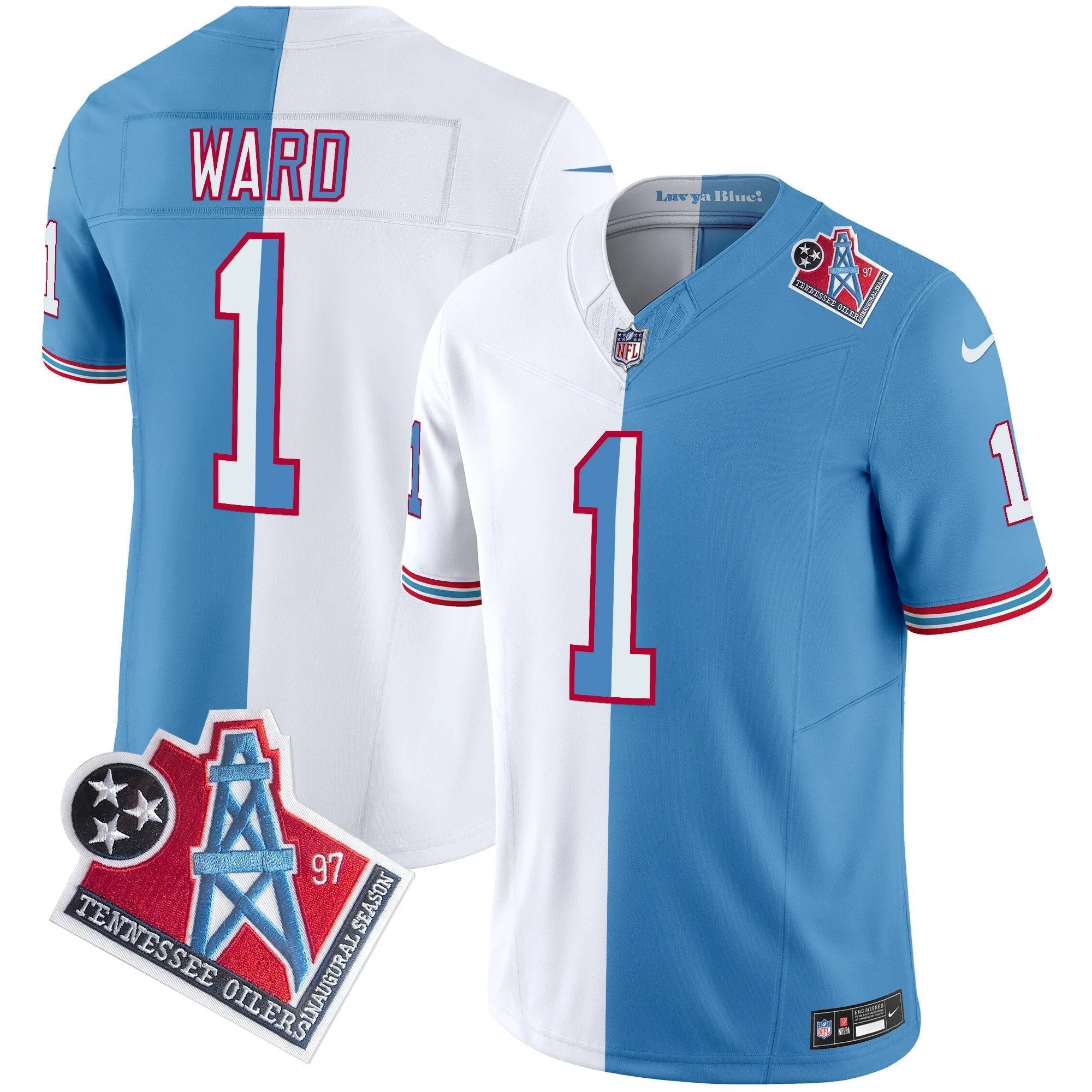 Hunk Wear - Titans 1997 Throwback Vapor Limited Jersey – All Stitched – Split – Cam Ward Jersey