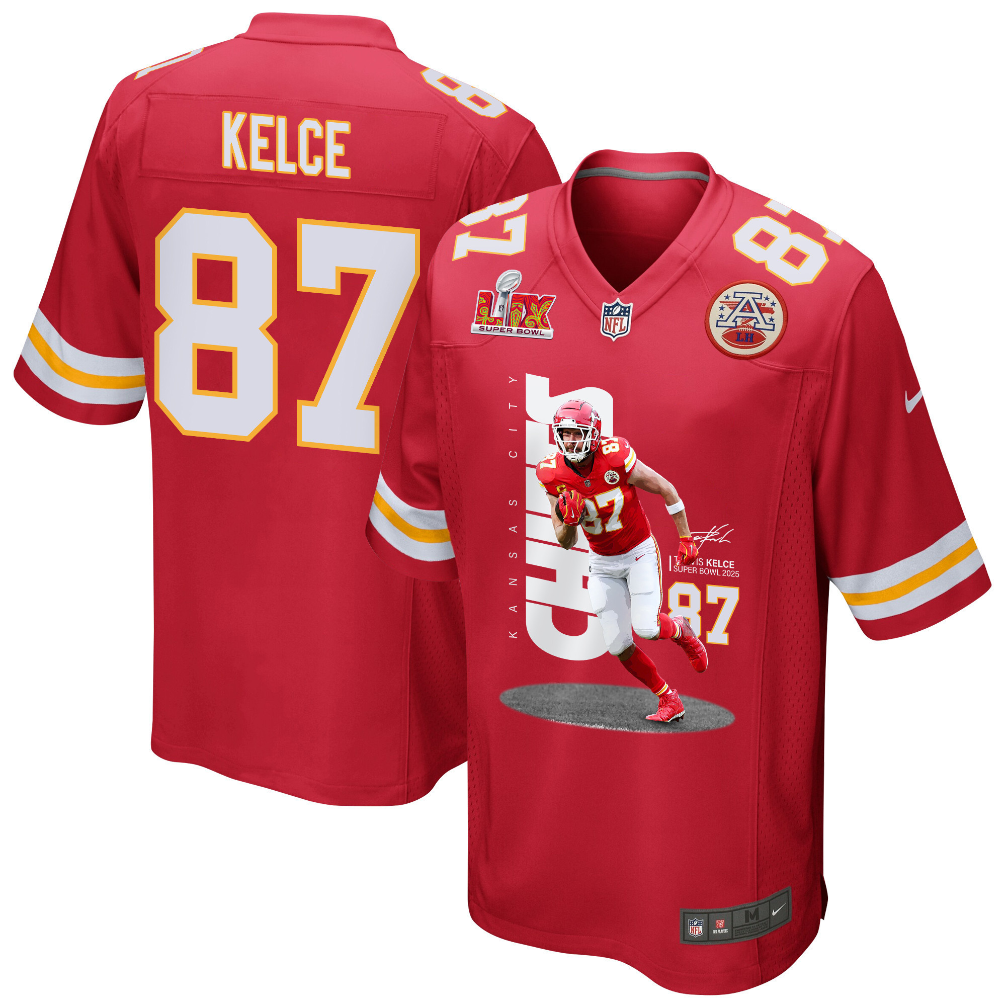 Hunk Wear - Travis Kelce 87 Kansas City Chiefs Big Yeti Game Men Jersey ' Red