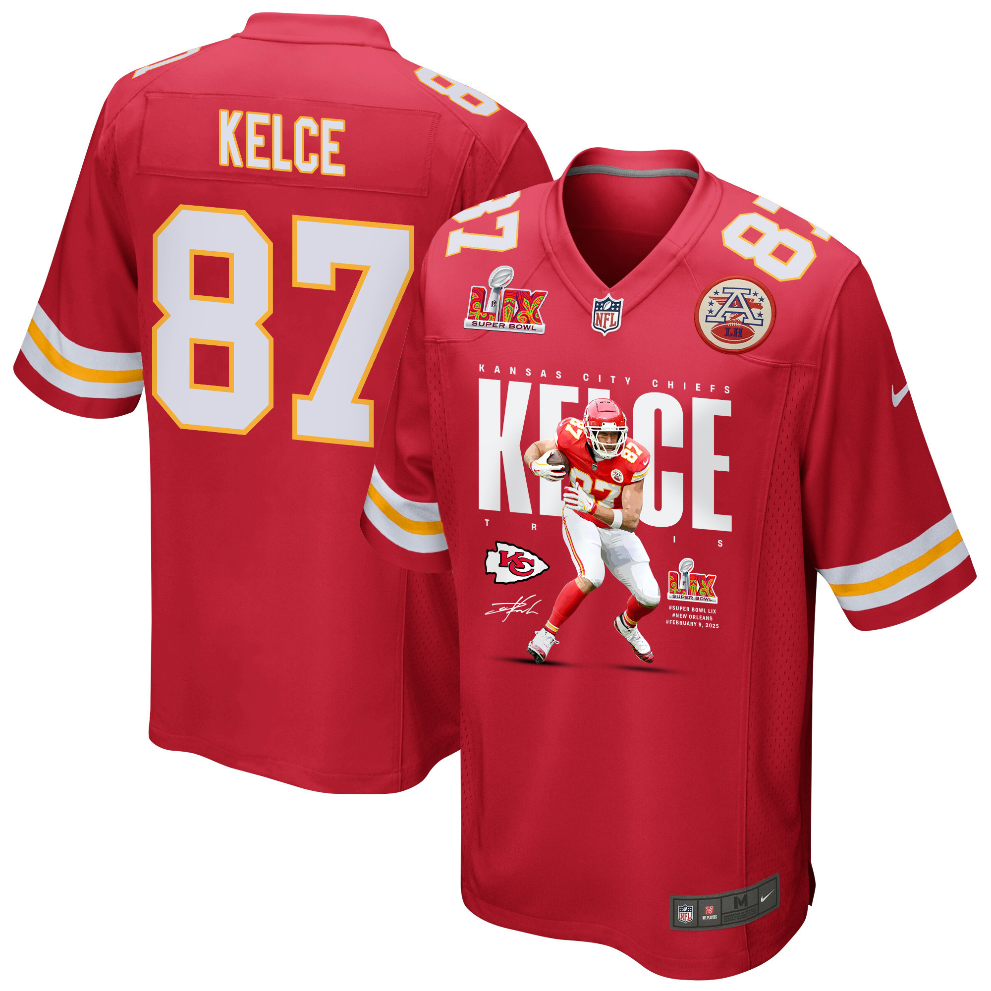 Hunk Wear - Travis Kelce 87 Kansas City Chiefs From Sea To Shining Kelce Game Men Jersey ' Red