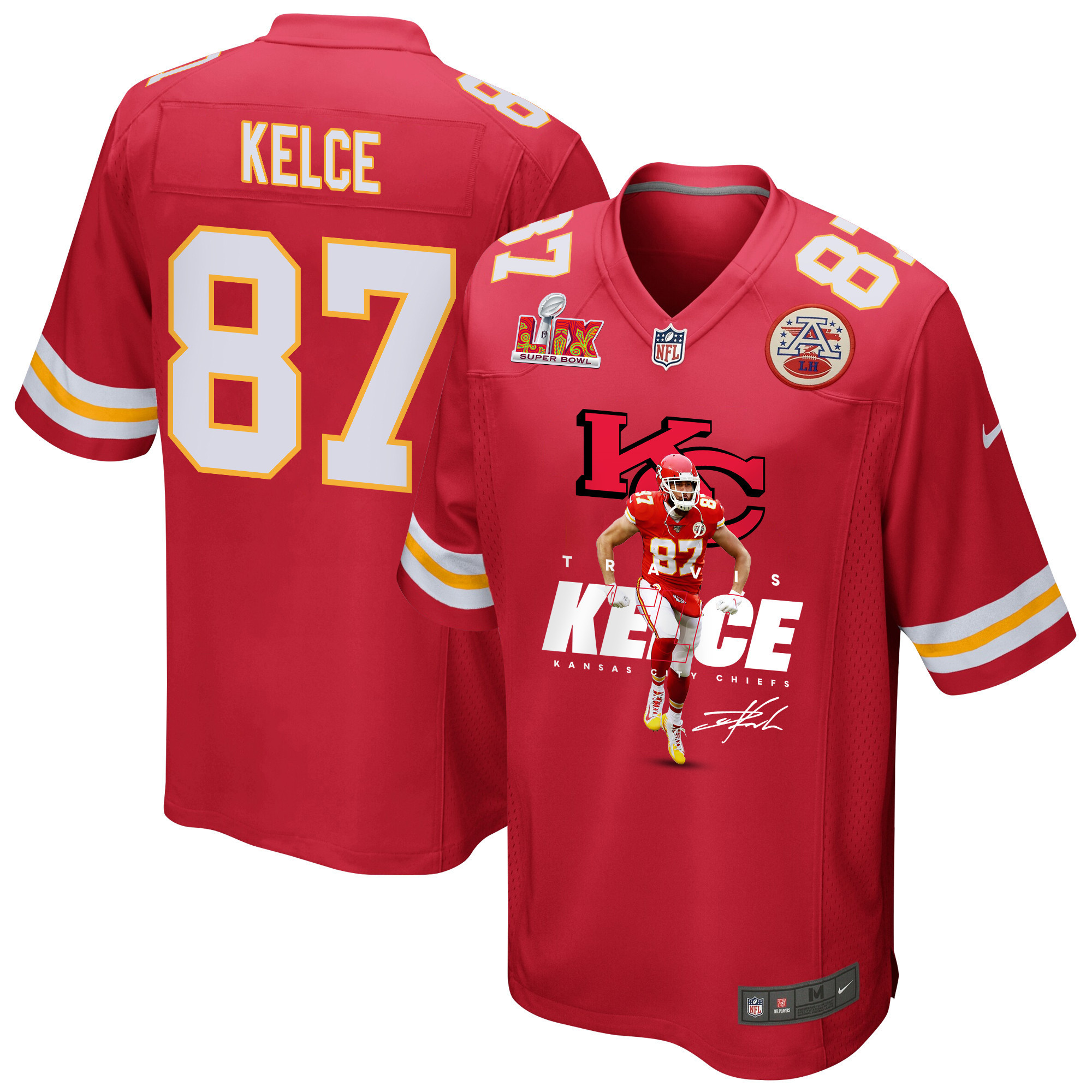 Hunk Wear - Travis Kelce 87 Kansas City Chiefs Kelce's Kingdom Game Men Jersey ' Red