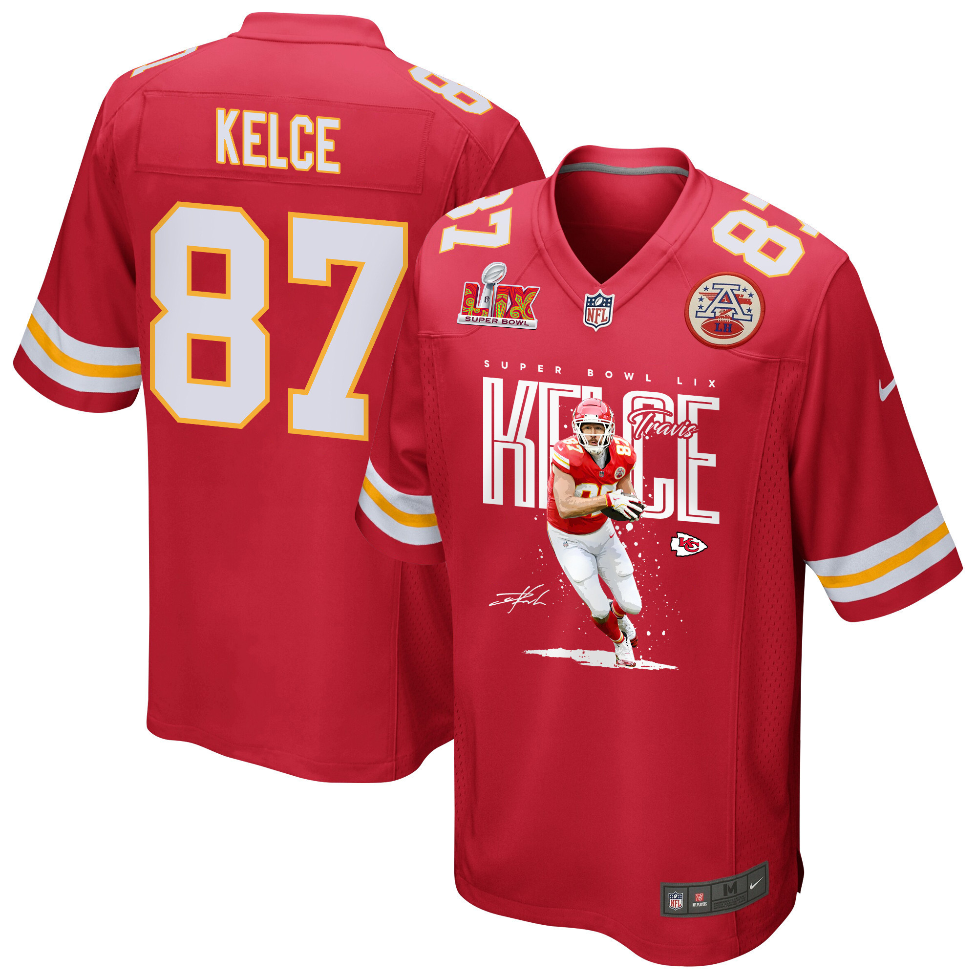 Hunk Wear - Travis Kelce 87 Kansas City Chiefs New Heights Knights Game Men Jersey ' Red