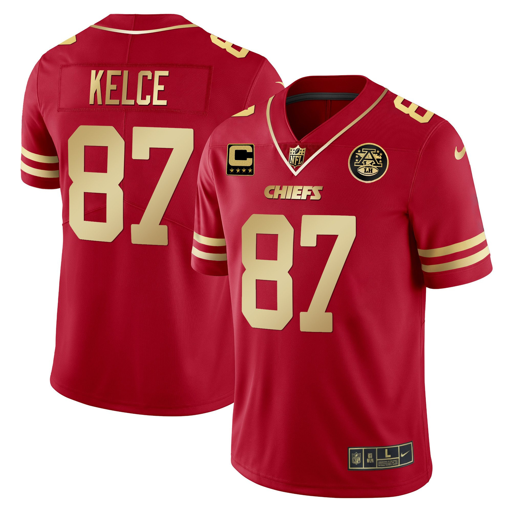 Hunk Wear - Travis Kelce Men's Kansas City Chiefs Vapor Black Red Gold Limited Red Gold Jersey