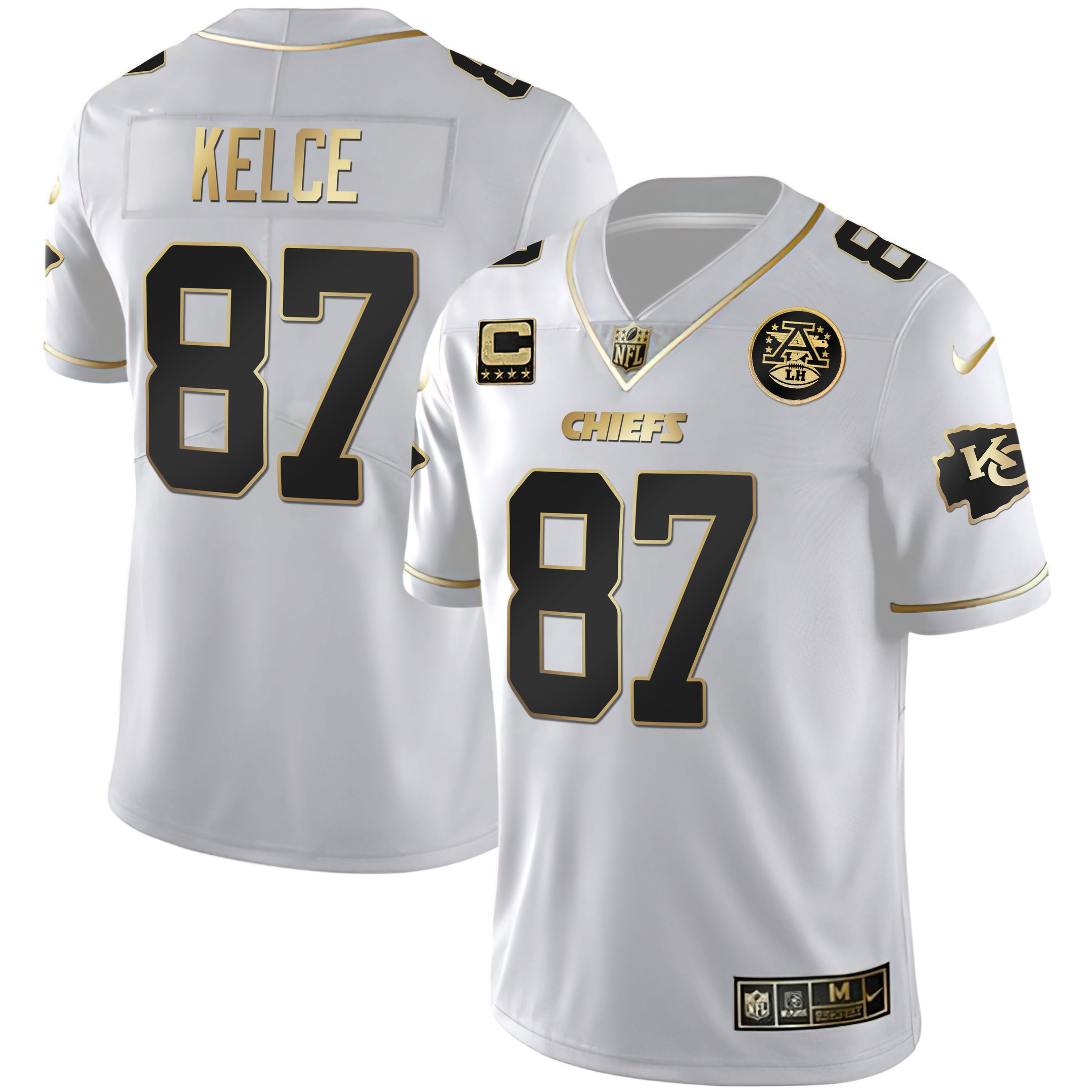 Hunk Wear - Travis Kelce Men's Kansas City Chiefs White Gold & Black Gold White Gold Jersey