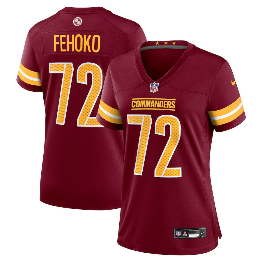 Hunk Wear - Viliami Fehoko Jr. 72 Washington Commanders Women's Team Game Jersey ' Burgundy