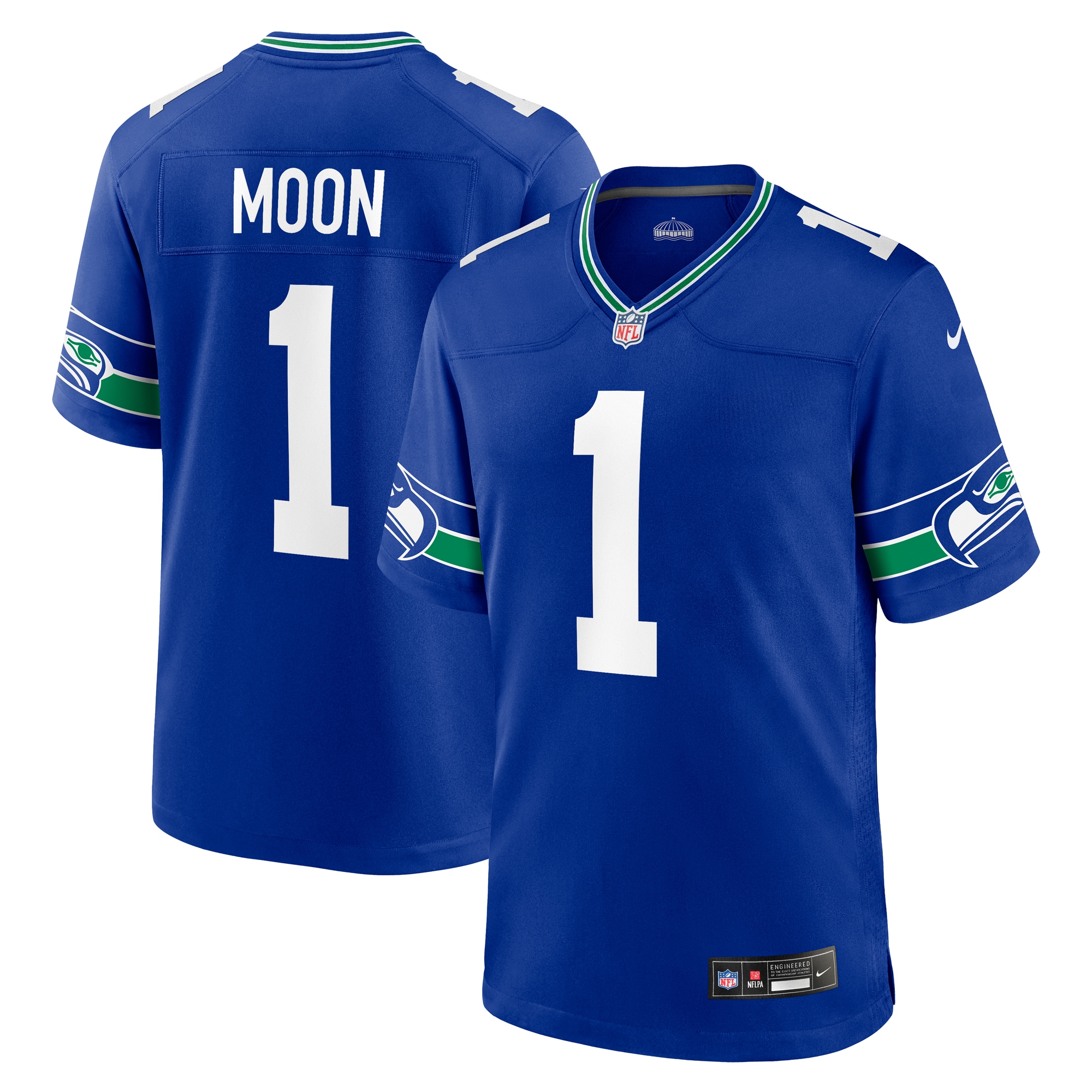 Hunk Wear - Warren Moon Seattle Seahawks Nike Throwback Retired Player Game Jersey Royal