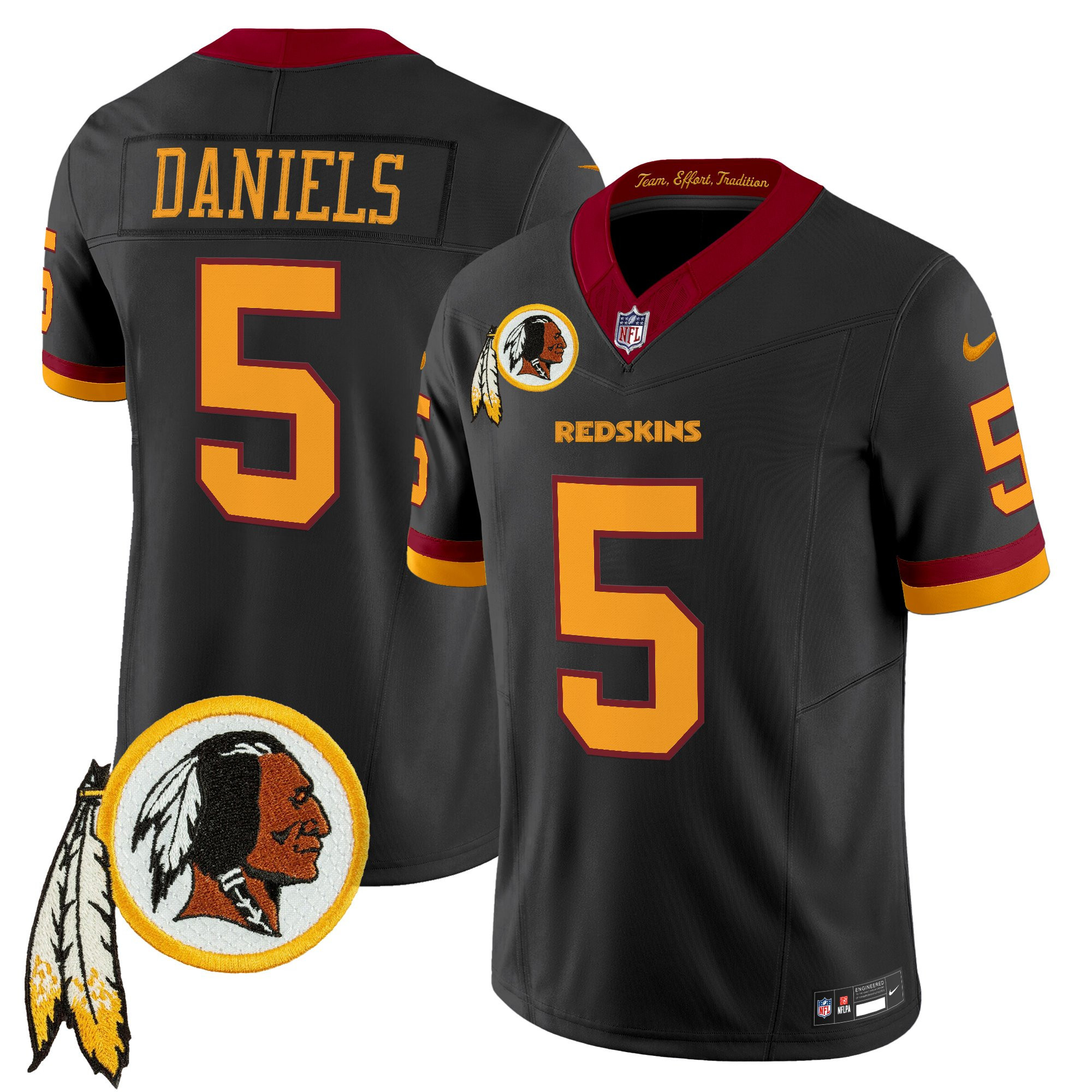 Hunk Wear - Washington Commanders Jayden Daniels Throwback Vapor Limited Jersey – All Stitched – Black