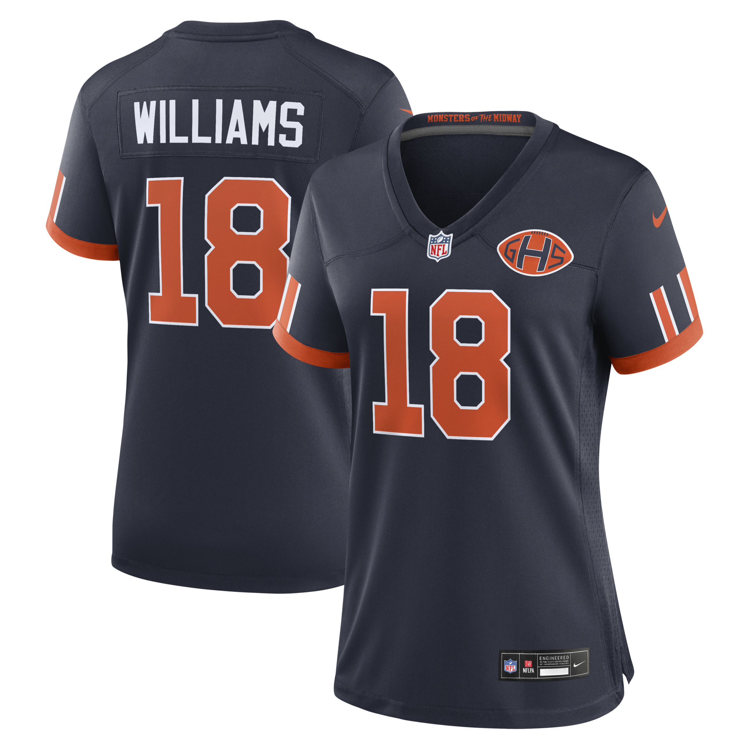 Hunk Wear - Womenâ€™s Chicago Bears Caleb Williams Rivalries Vapor Limited Jersey ' All Stitched ' Navy
