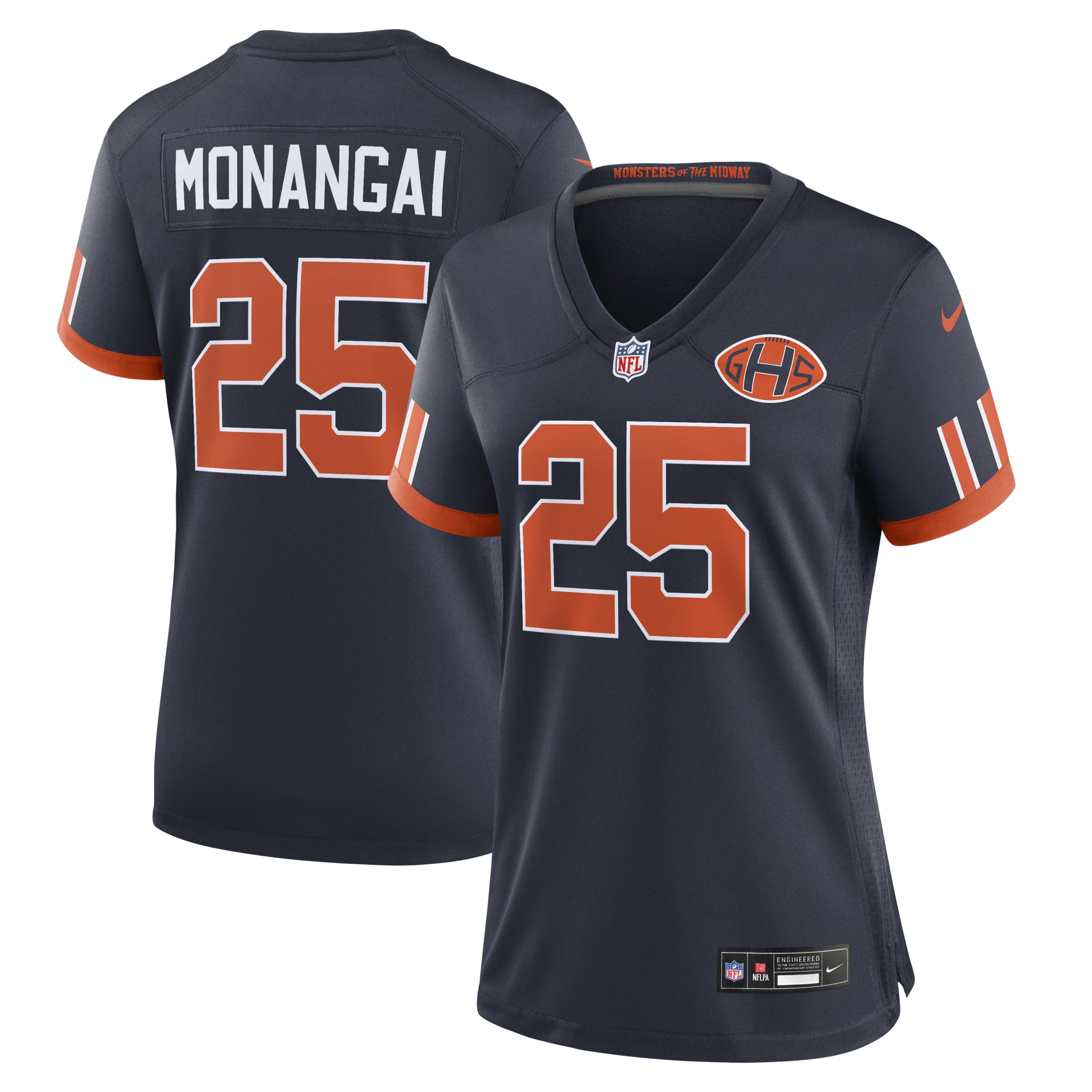 Hunk Wear - Womenâ€™s Chicago Bears Kyle Monangai Rivalries Vapor Limited Jersey ' All Stitched ' Navy