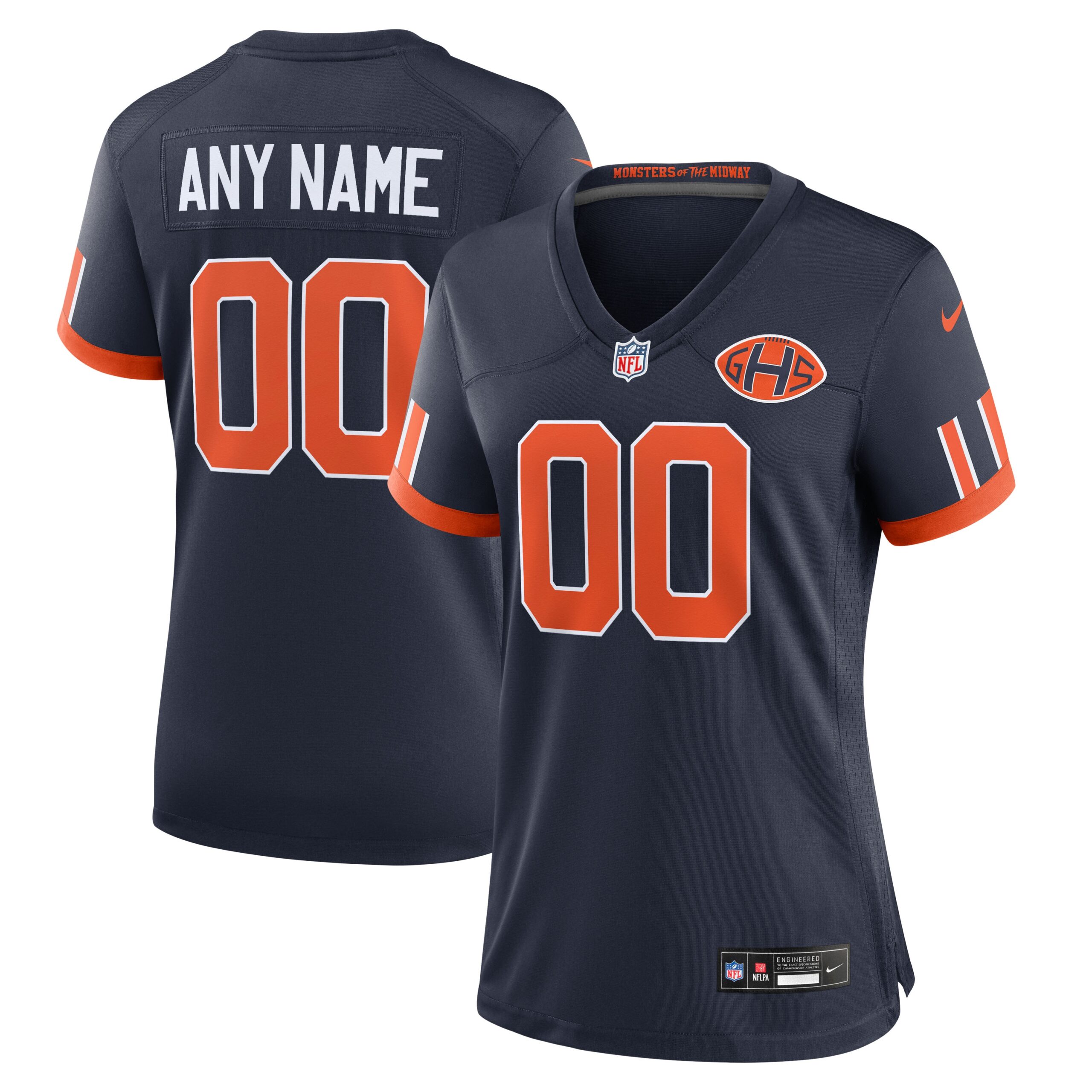Hunk Wear - Womenâ€™s Chicago Bears Rivalries Vapor Limited Custom Jersey ' All Stitched ' Navy