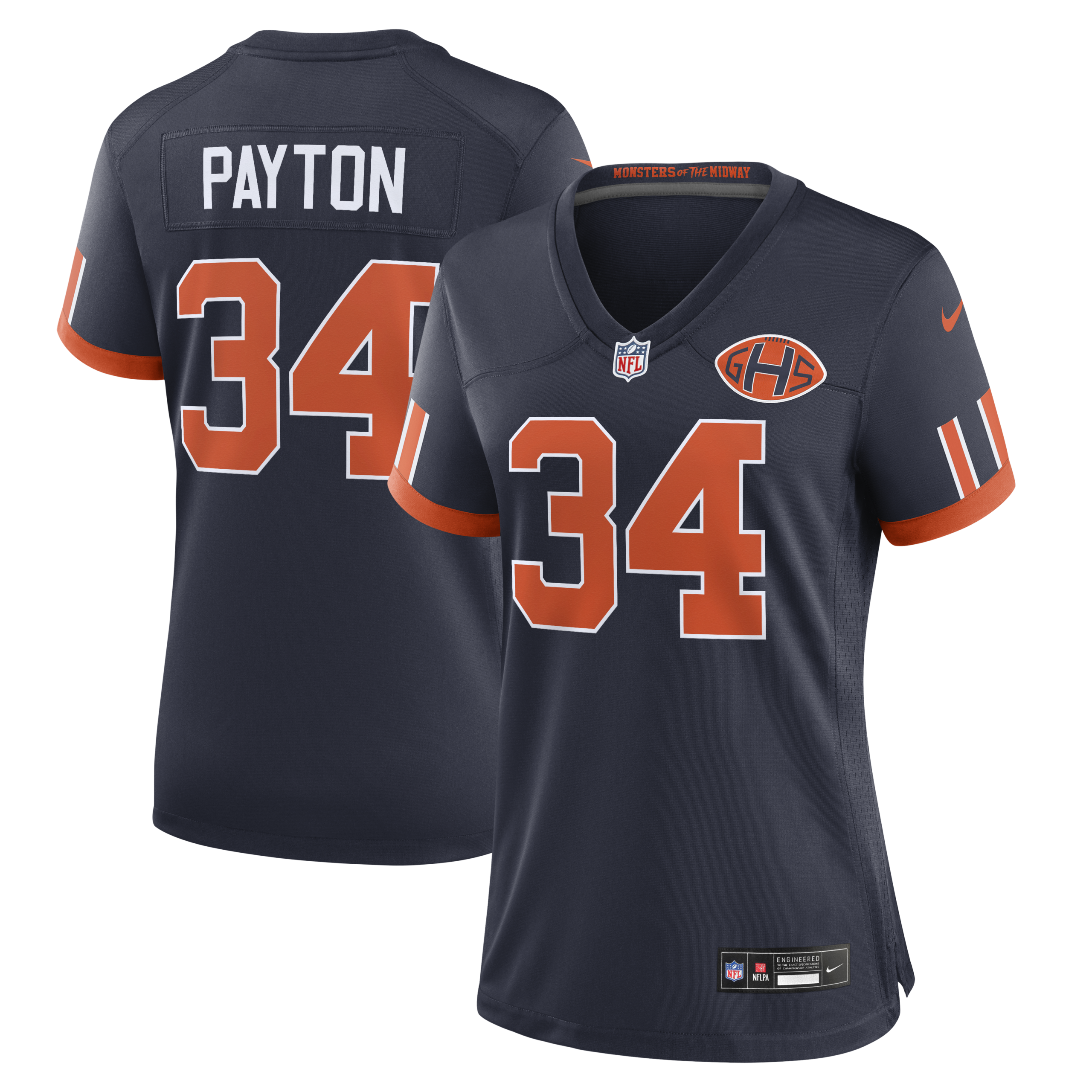 Hunk Wear - Womenâ€™s Chicago Bears Walter Payton Rivalries Vapor Limited Jersey ' All Stitched ' Navy