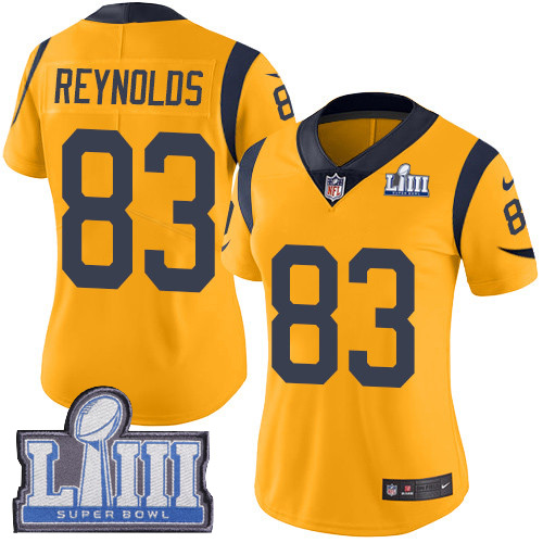 Hunk Wear - Women's Los Angeles Rams #83 Josh Reynolds Gold Nike NFL Rush Vapor Untouchable Super Bowl LIII Bound Limited Jersey