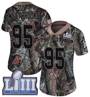Hunk Wear - Women's Los Angeles Rams #95 Ethan Westbrooks Camo Nike NFL Rush Realtree Super Bowl LIII Bound Limited Jersey