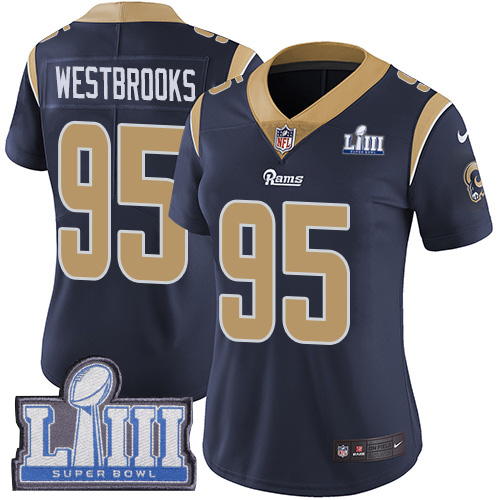 Hunk Wear - Women's Los Angeles Rams #95 Ethan Westbrooks Navy Blue Nike NFL Home Vapor Untouchable Super Bowl LIII Bound Limited Jersey