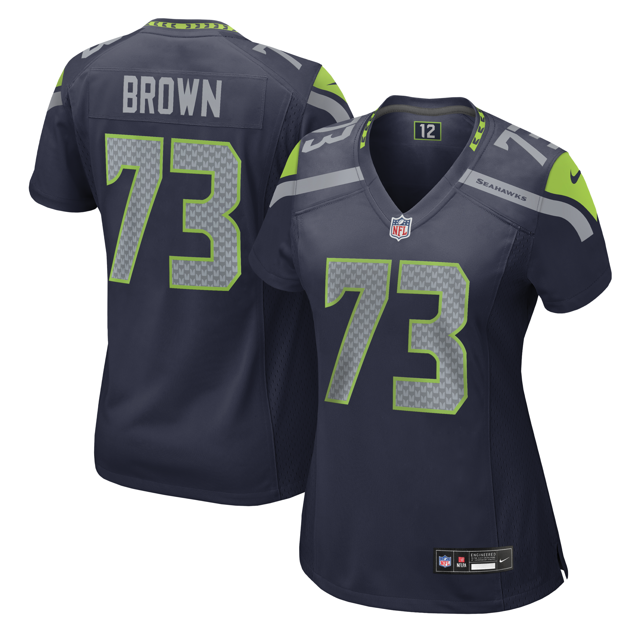Hunk Wear - Womenâ€™s Seattle Seahawks Logan Brown Vapor Limited Jersey ' All Stitched ' Navy