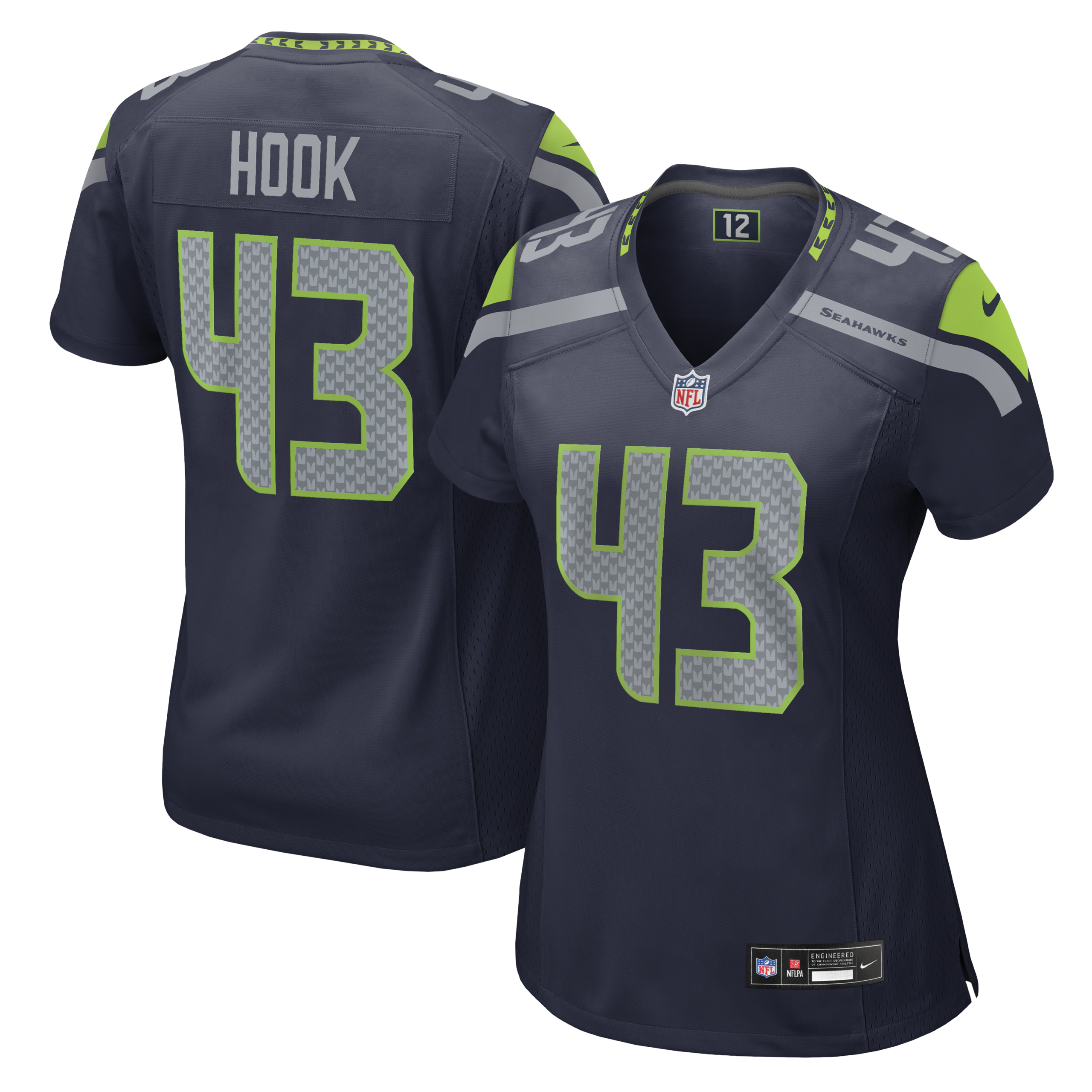 Hunk Wear - Women's Seattle Seahawks Maxen Hook Vapor Limited Jersey ' All Stitched ' Navy
