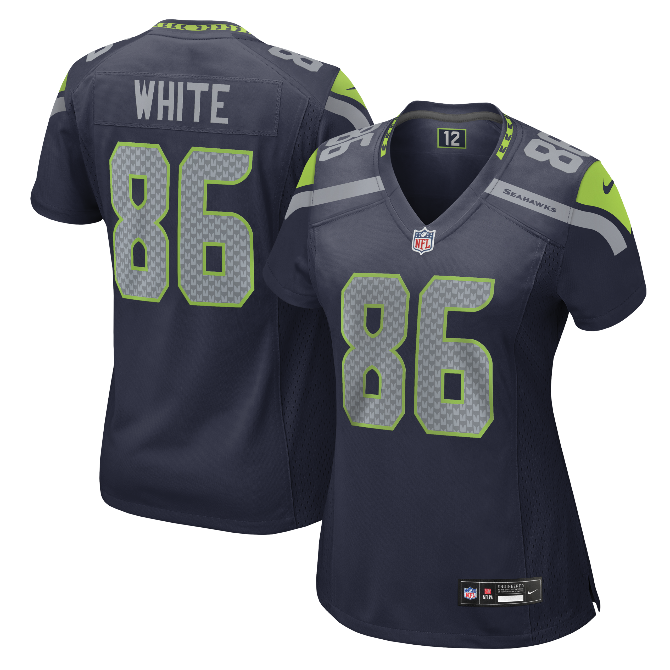 Hunk Wear - Womenâ€™s Seattle Seahawks Ricky White Vapor Limited Jersey ' All Stitched ' Navy