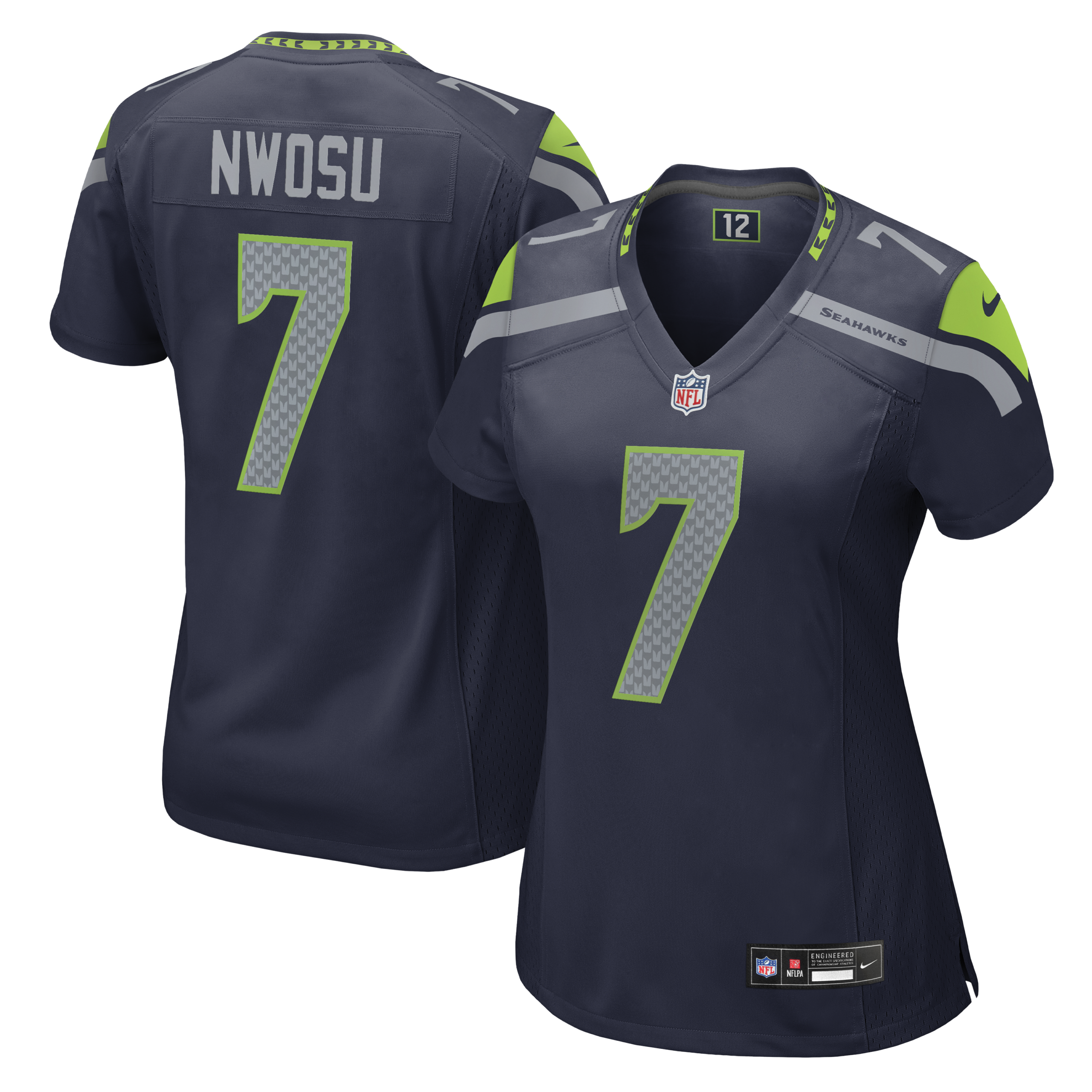 Hunk Wear - Womenâ€™s Seattle Seahawks Uchenna Nwosu Vapor Limited Jersey ' All Stitched ' Navy
