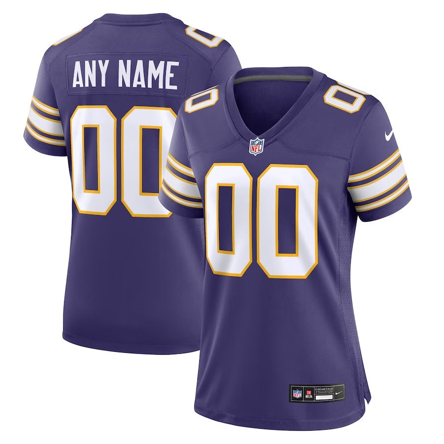 Hunk Wear - Women Minnesota Vikings Classic Custom Game Jersey - Purple