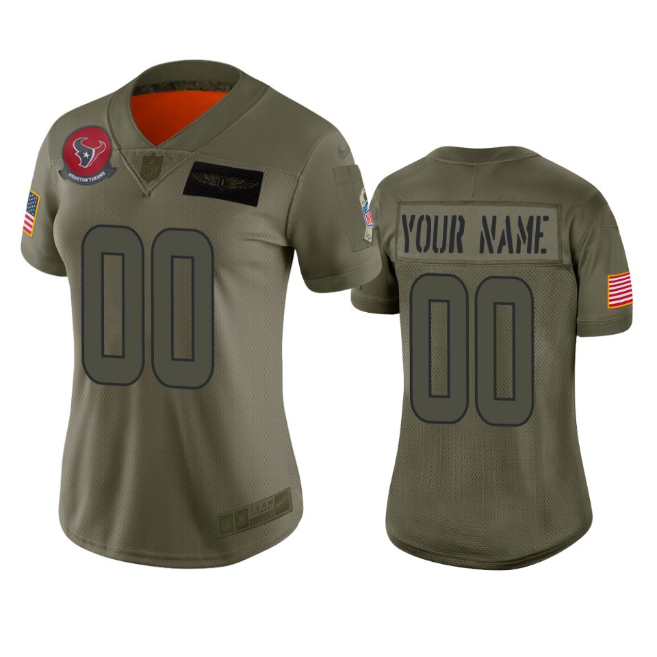 Hunk Wear - Womens Houston Texans Custom Camo Salute To Service Limited Jersey