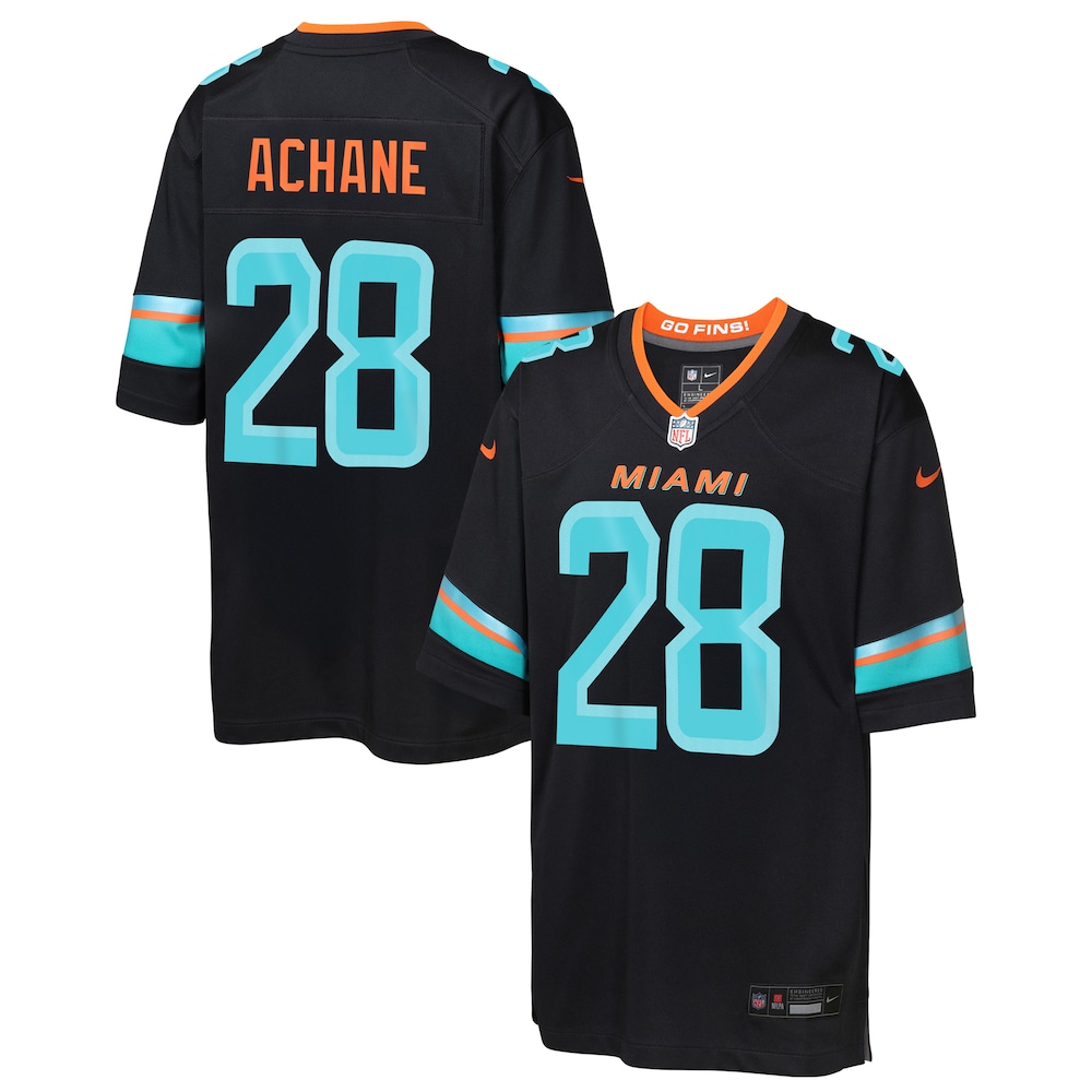 Hunk Wear - Youth Miami Dolphins DeVon Achane Nike Pitch Blue 2025 Rivalries Collection Game Jersey