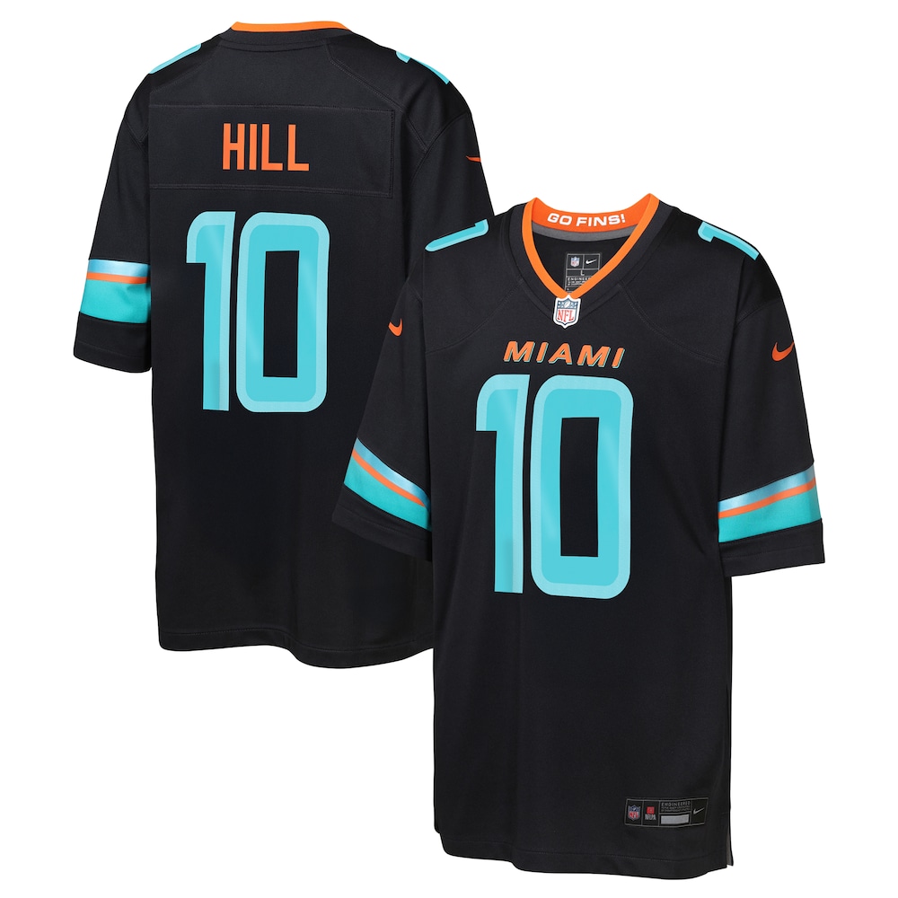Hunk Wear - Youth Miami Dolphins Tyreek Hill Nike Pitch Blue 2025 Rivalries Collection Game Jersey