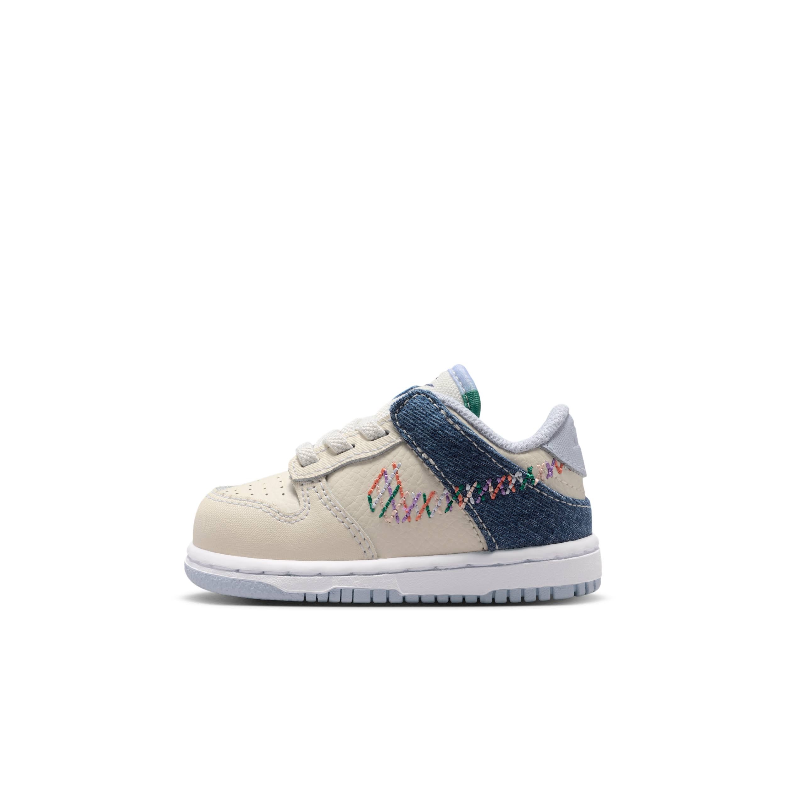 Nike Toddler TD Dunk Low Soft Pearl _ Blue Denim _ Midnight Navy _ Multicolor